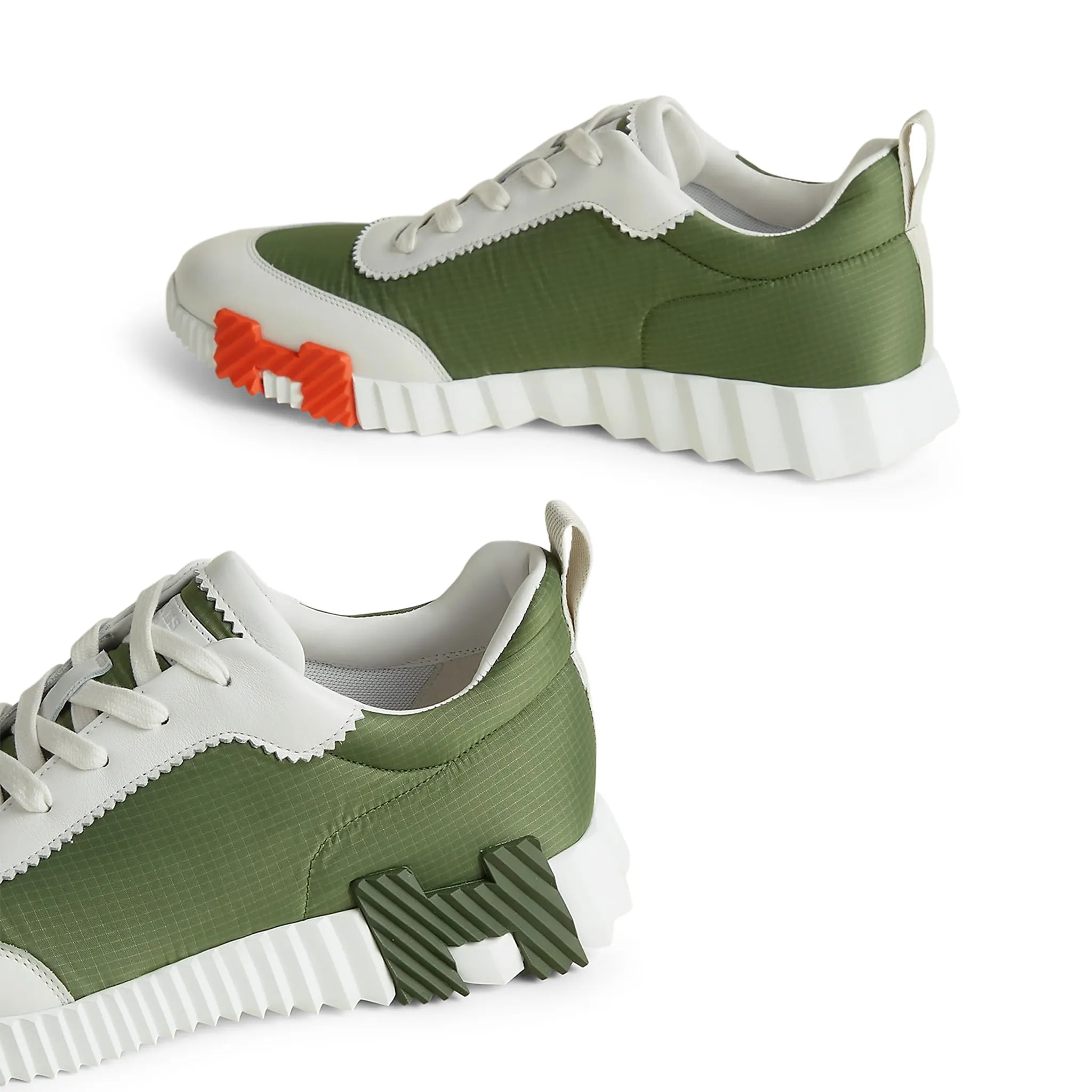 Hermès Paris Ripstop Bouncing Sneakers - Matcha White & White Luxury Athletic Shoes for Men | Comfortable Running, Gym Workout & Casual Streetwear Fashion