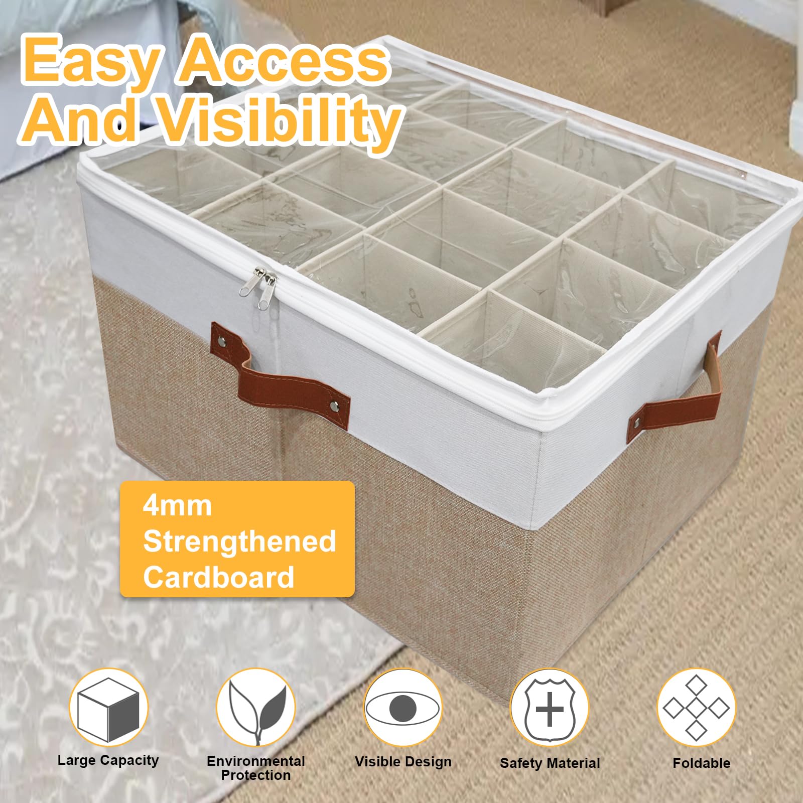 2-Pack Stackable Shoe Storage Organizer with Clear Cover - Foldable Shoe Box for Closet & Entryway, Cube Storage Cabinet, Shoe Rack Organizer (Brown) | Perfect for Small Spaces, Apartment Organization & Shoe Display