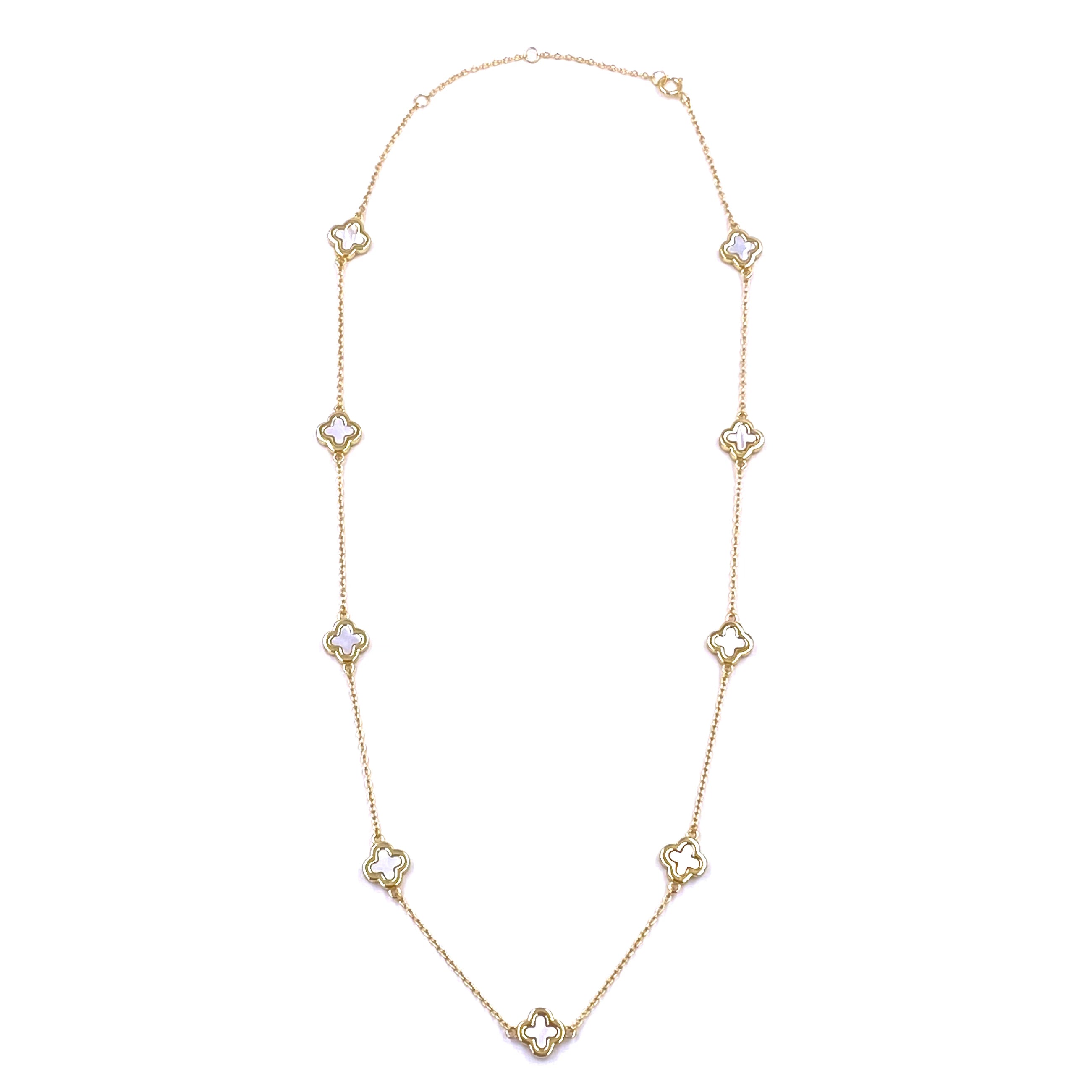 Ashley Gold Sterling Silver Gold Plated 9 Enamel Clover Necklace - Elegant Irish Jewelry for Women, Perfect for St. Patrick's Day Gifts & Everyday Wear