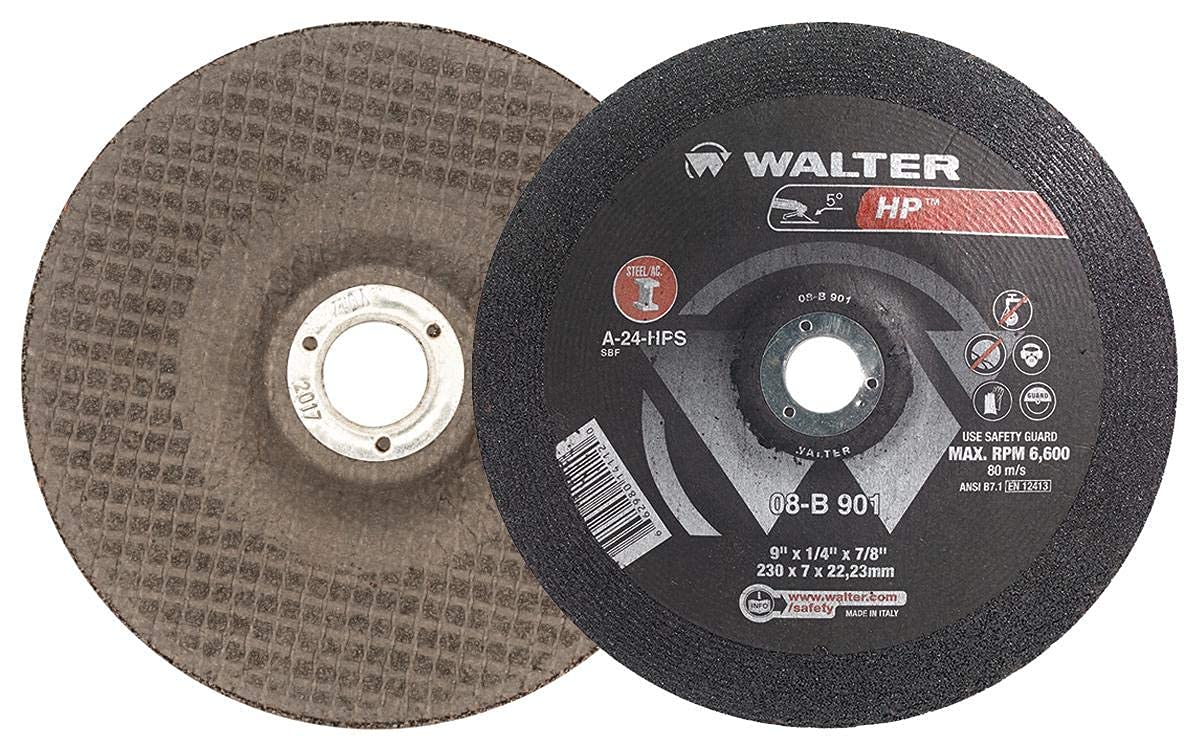 Walter 08B715 HP Grinding Wheel - 24 Grit Abrasive Finishing Wheel (Pack of 10) | Metal & Wood Grinding, Sharpening & Surface Prep for DIY & Professional Use