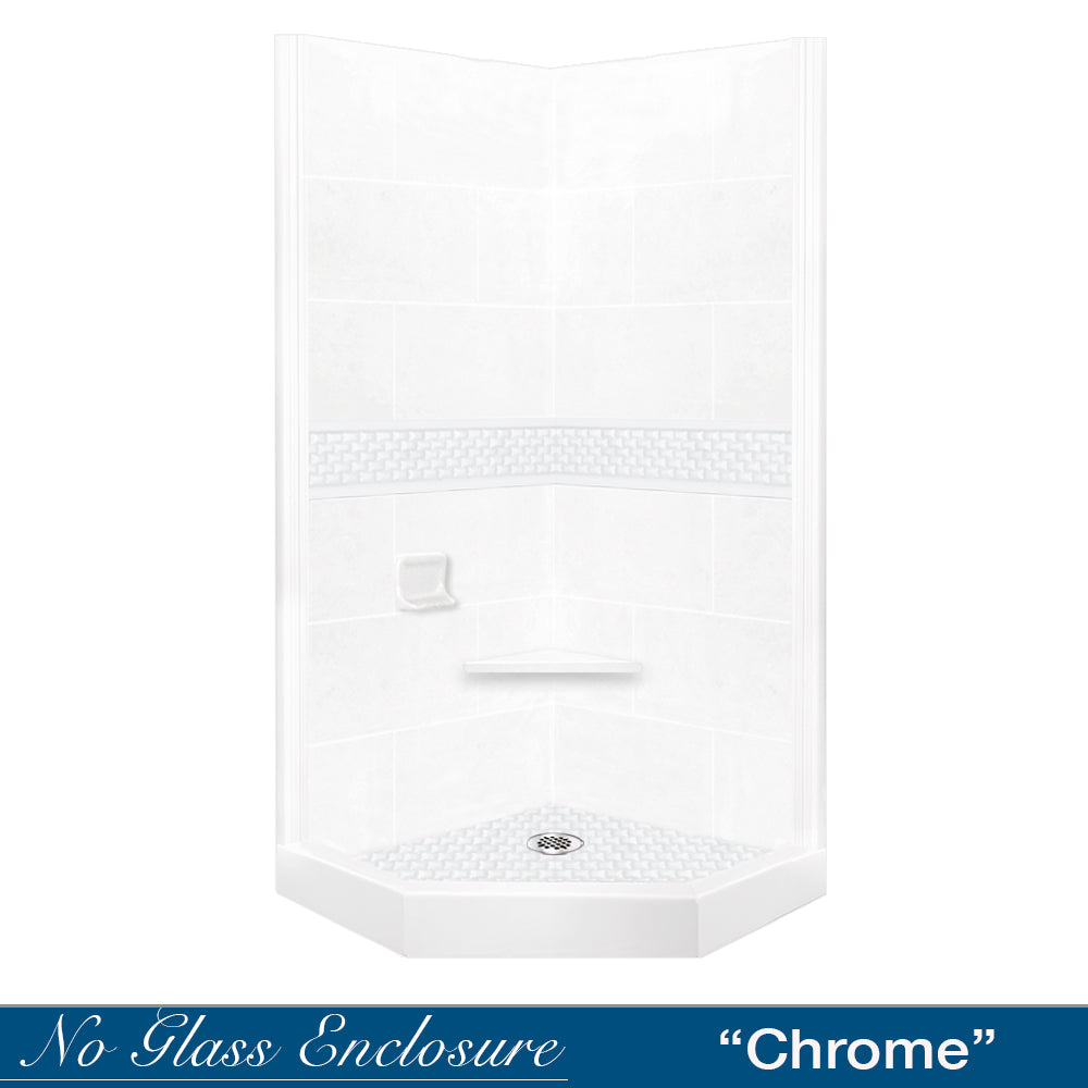 Neo Angle Natural Buff Sistine Stone & Jewel Stone Accent DIY Shower Remodel Kit - Easy Bathroom Upgrade for Modern Home Renovation