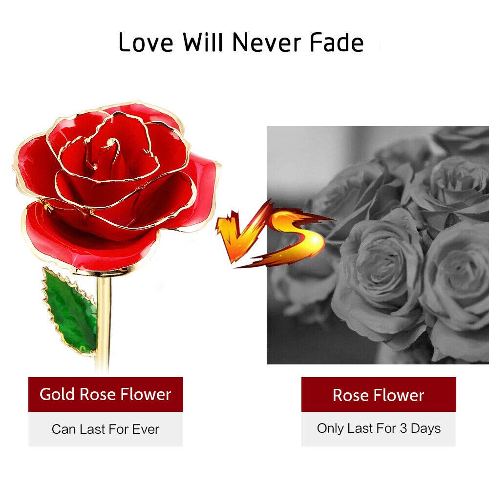24K Gold Dipped Real Preserved Rose - Luxury Valentine's Day Gift for Her, Mother's Day Present, Wedding Anniversary Keepsake - Perfect for Romantic Surprises, Special Occasions & Home Decor