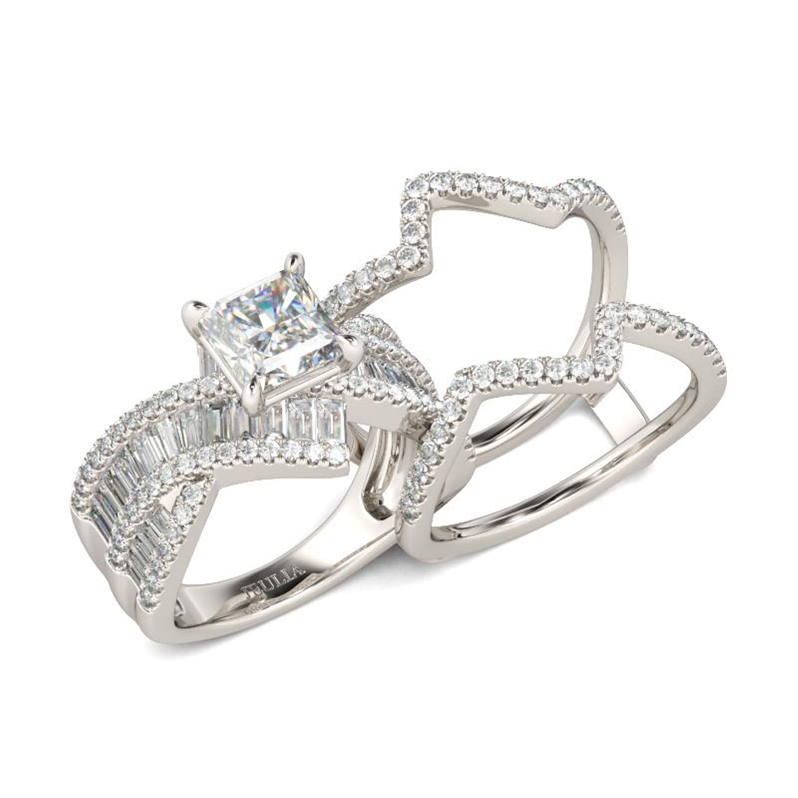 Jeulia 2 Carat Princess Cut Wedding Ring Set - 925 Sterling Silver Engagement Ring with CZ Diamond Cubic Zirconia for Women | Bridal, Anniversary, Promise Rings | Includes Jewelry Box | Perfect for Proposals, Weddings & Special Occasions