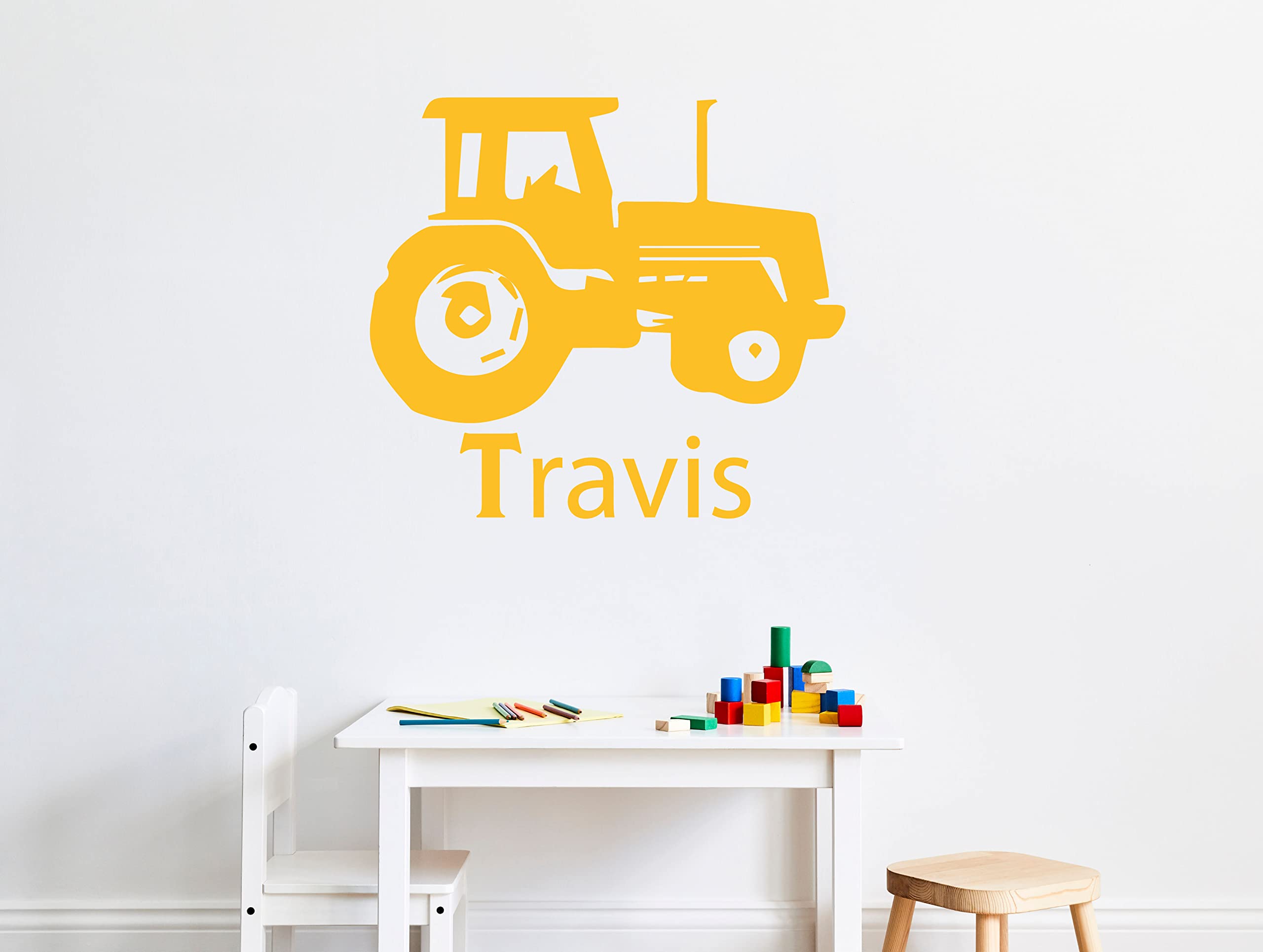 Custom Tractor Vinyl Wall Decal - Personalized Name Home Decor for Bedroom, Nursery, Barn & Game Room - Removable Wall Sticker - Perfect for Farmhouse, Kids Room & Man Cave Decor
