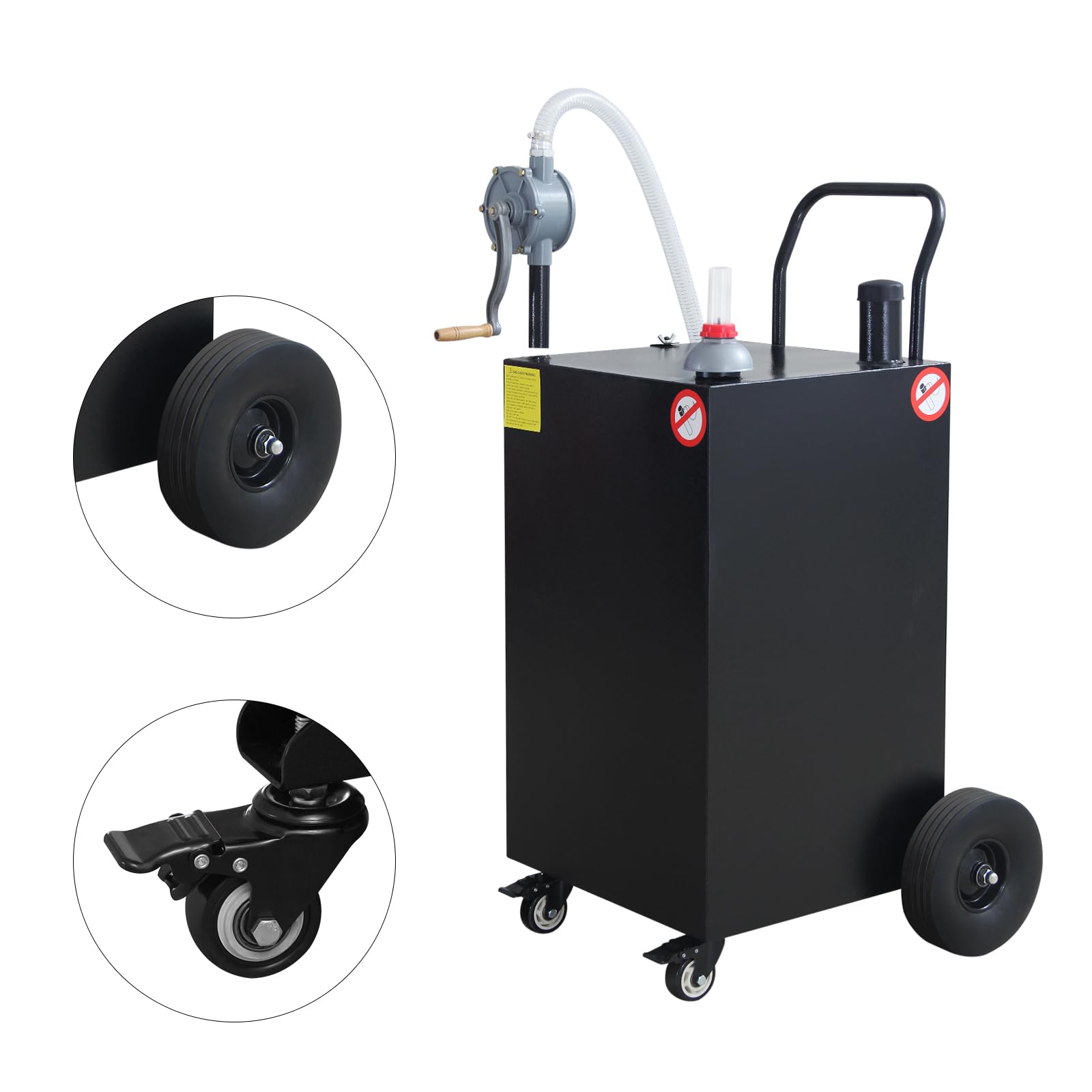 50 Gallon Portable Oil Transfer Tank - Diesel, Fuel, Kerosene Storage Container for Boats, ATVs, Cars & Motorcycles | Heavy-Duty Gas Caddy with Pump | Workshop, Garage & Outdoor Use (Black)