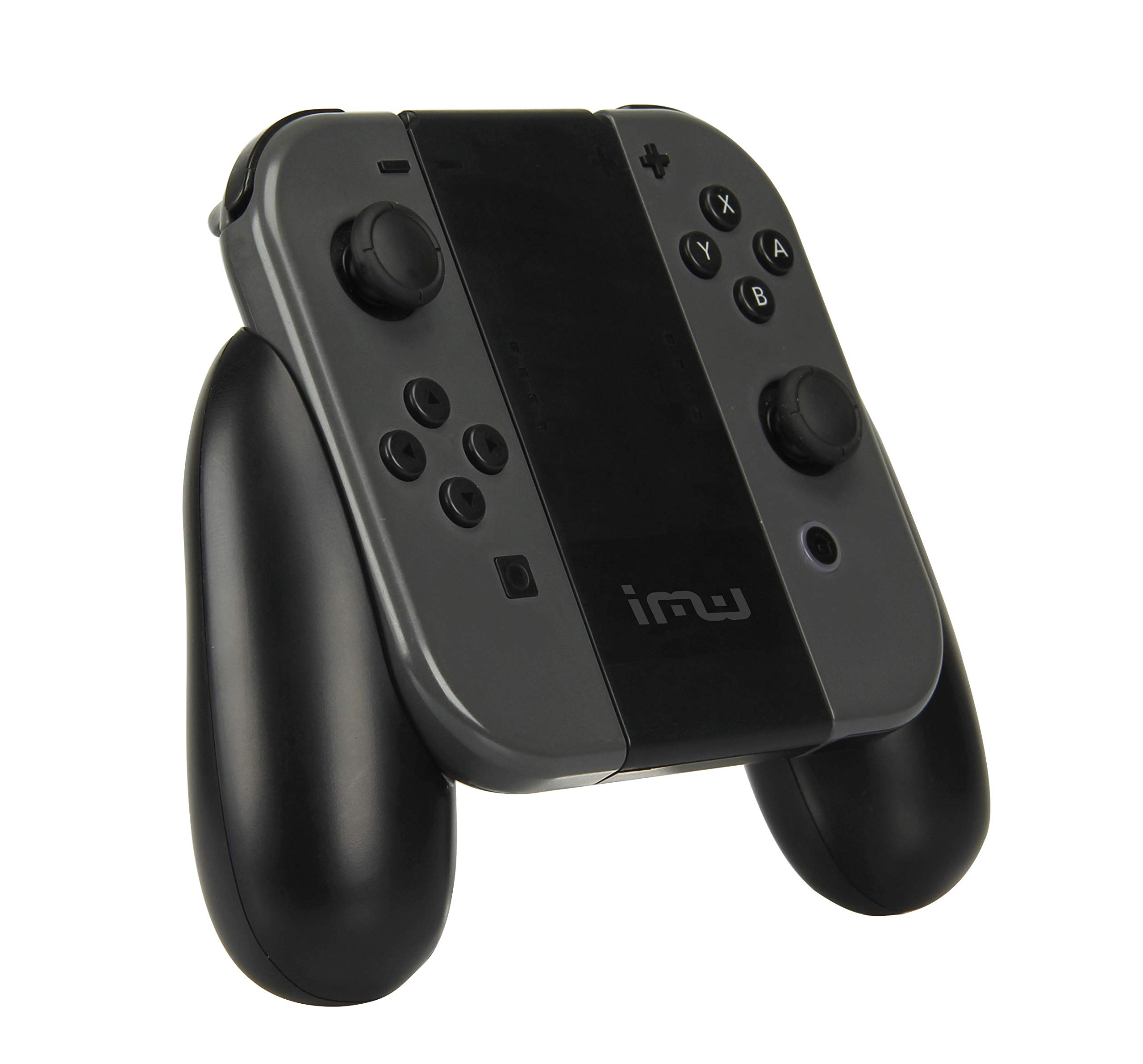 iMW Charging Grips for Nintendo Switch - Black Ergonomic Controller Grips for Comfortable Gaming - Perfect for Handheld Mode, Travel & Long Play Sessions