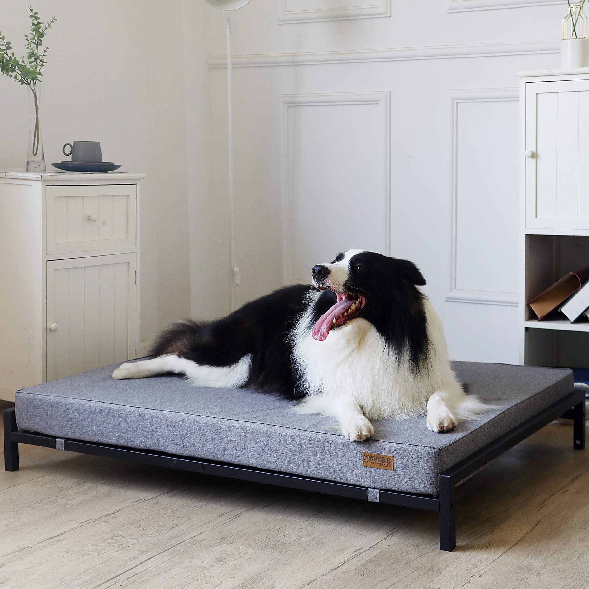 **KOPEKS Elevated Dog Bed for Large Dogs - Waterproof Raised Dog Bed with Mattress & Sturdy Frame, Modern Design (2023 Updated) - Perfect for Outdoor, Patio, Camping & Indoor Use**