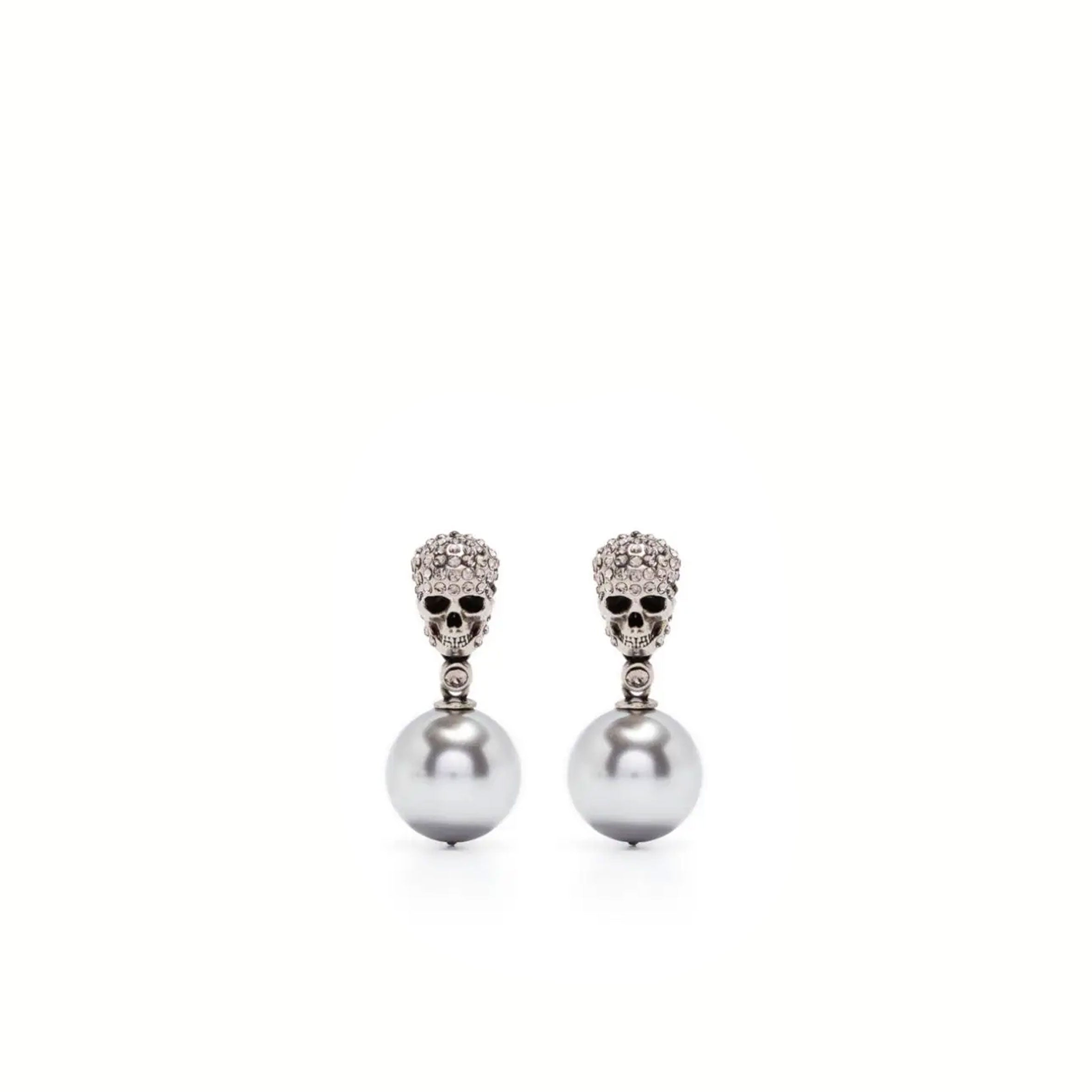 Pearl and Skull Earrings for Women - Sterling Silver Gothic Jewelry - Perfect for Halloween, Parties, and Edgy Fashion