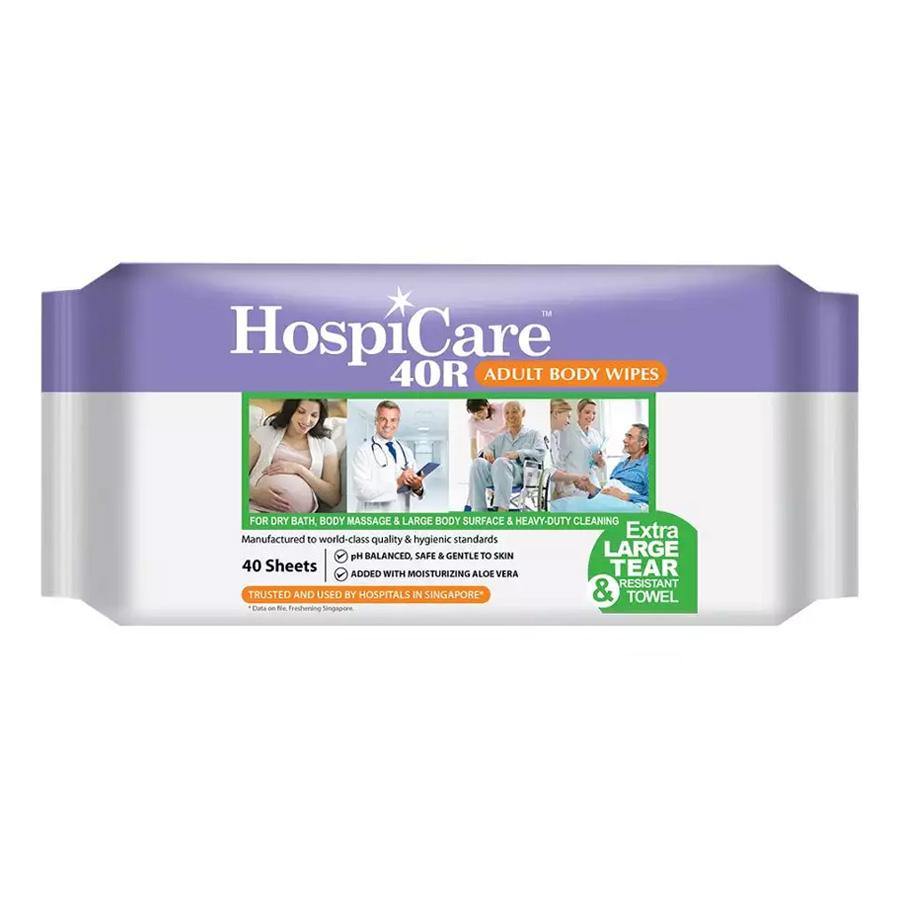 HospiCare 40R Adult Body Wipes - Unscented, Hypoallergenic, Extra Large Cleansing Wipes for Adults - Perfect for Bed Bath, Travel, and Post-Surgery Care