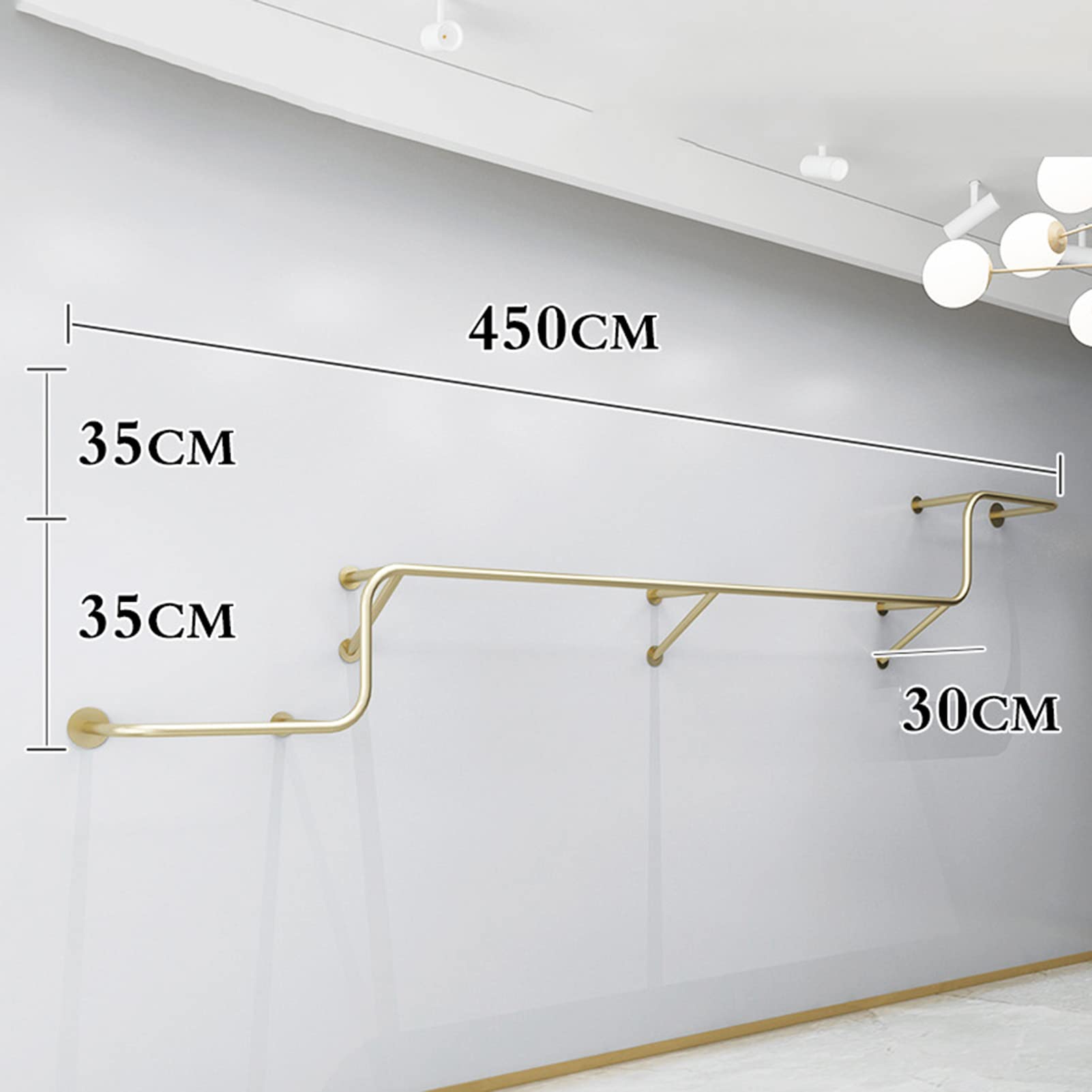 Modern Gold Floating Clothing Rack - Heavy Duty Wall Mounted Garment Display Rack with Multi-Purpose Hanging Rod for Closet Storage & Retail Shop - Perfect for Bedroom, Boutique and Clothing Store Organization