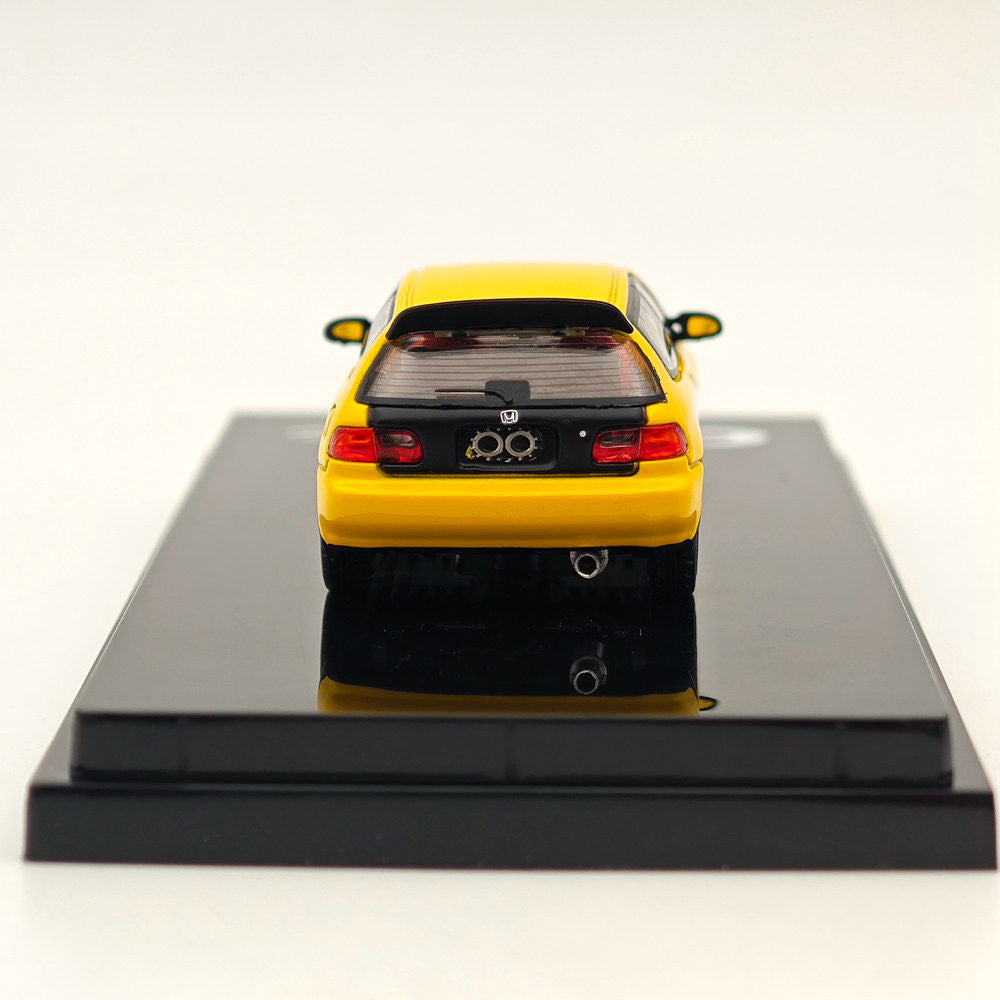 1/64 Honda CIVIC (EG6) JDM Style Custom Diecast Model Car with Engine Display - Yellow HJ642017AY - Collectible Scale Model for Car Enthusiasts | Perfect for Display, Gifts, and Hobby Collections (Ships from USA)
