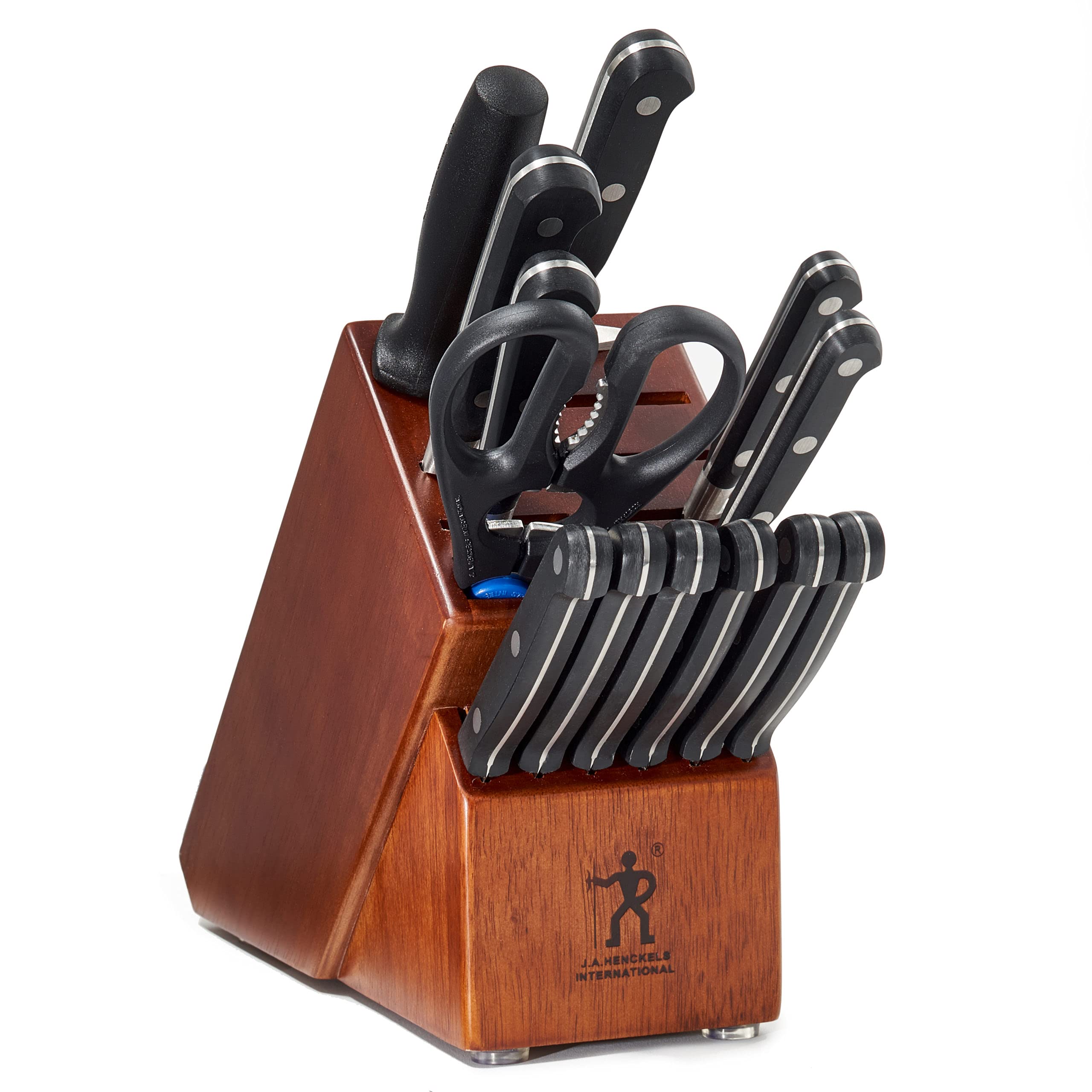 HENCKELS 14-Piece Knife Block Set with Steak, Paring, Utility, Prep, Bread & Chef's Knives | High-Quality German Stainless Steel Kitchen Cutlery Set | Perfect for Home Cooking, Meat Cutting & Food Preparation
