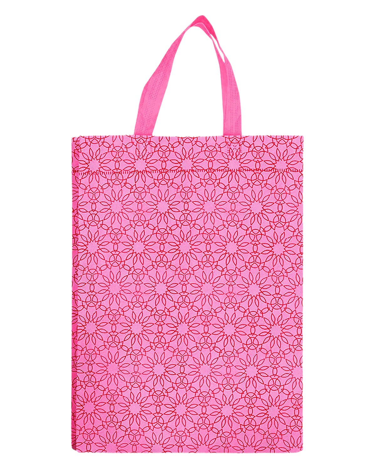Kuber Industries 12-Pack Pink Fabric Grocery Shopping Bags with Handles - Reusable & Durable for Groceries, Shopping, and Everyday Use
