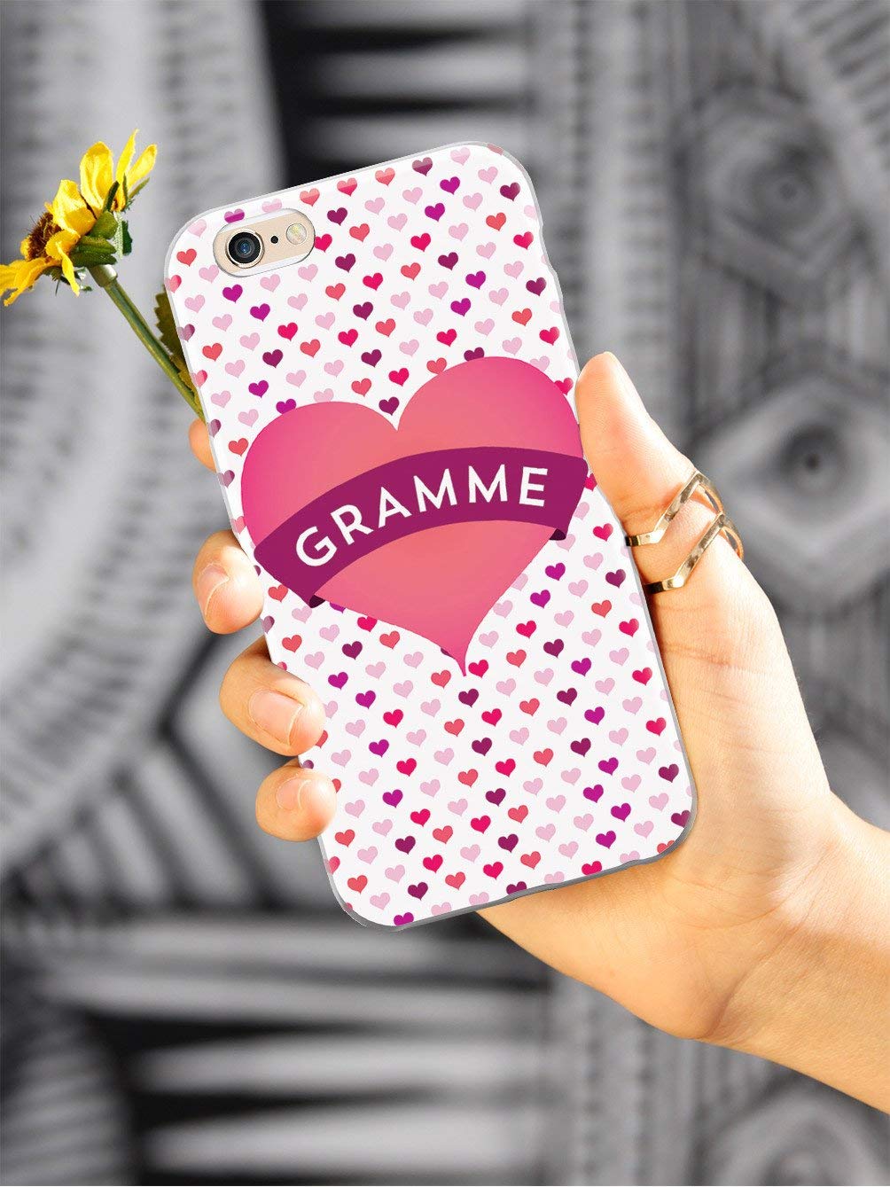 Inspired Cases - Premium 3D Textured Protective Phone Case Compatible with Apple iPhone 8 Plus - Heart Design for Grandma - Perfect Gift for Mother's Day, Birthday & Family Occasions