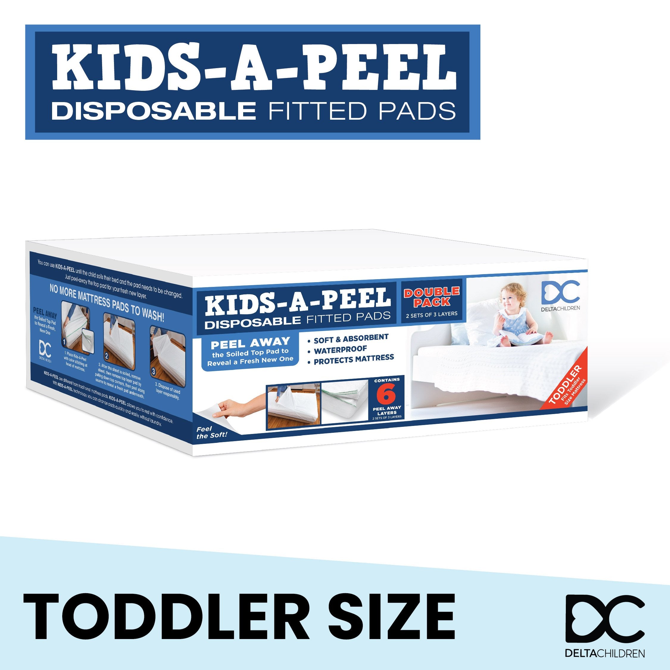6 Pack Kids A Peel Disposable Fitted Sheets - Waterproof & Breathable Soft Bed Pads for Mattress Protection - Perfect for Travel, Daycare, and Potty Training