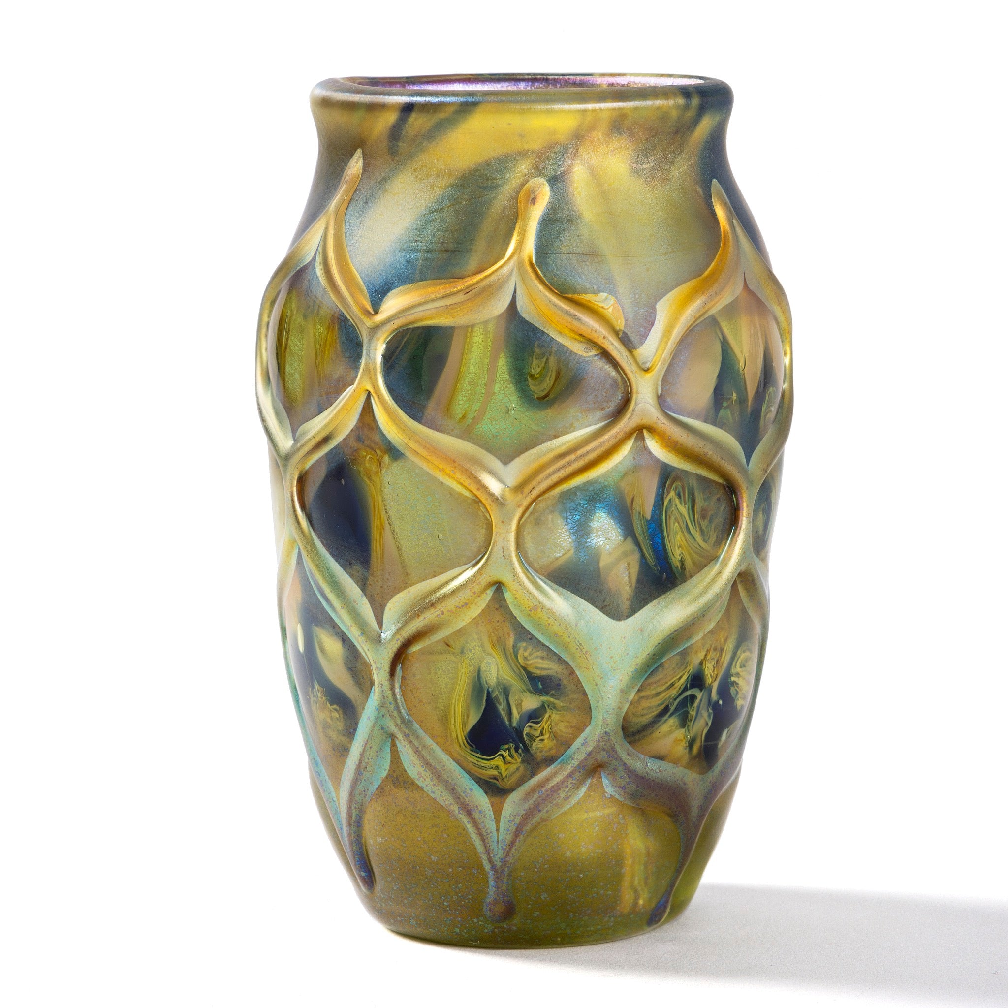 Tiffany Studios New York Decorated Beehive Paperweight Vase - Antique Glass Art for Home Decor, Office Desk & Collectible Display