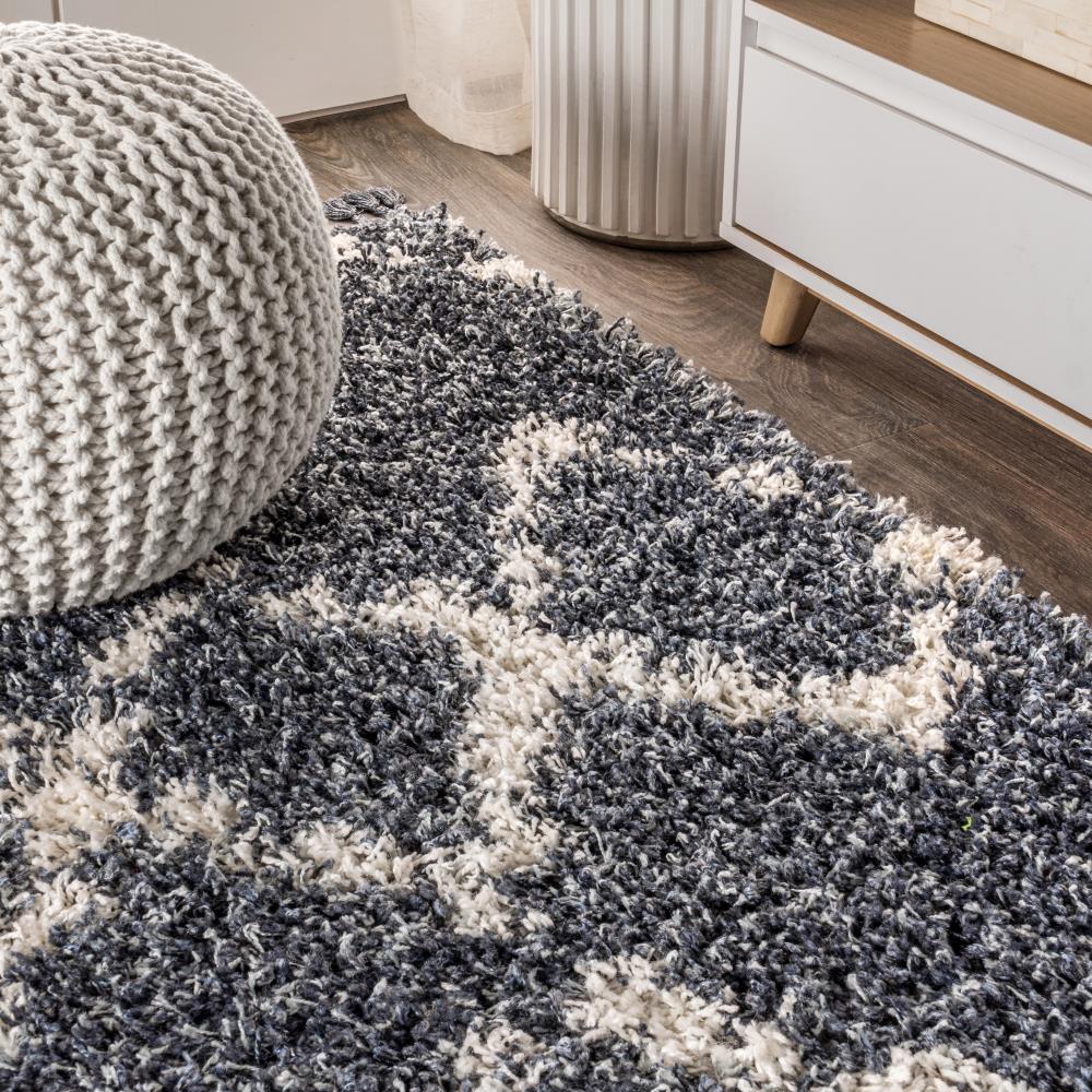Soft Mercer Shag Plush Tassel Moroccan Tribal Geometric Trellis Area Rug - Perfect for Living Room, Bedroom & Boho Home Decor