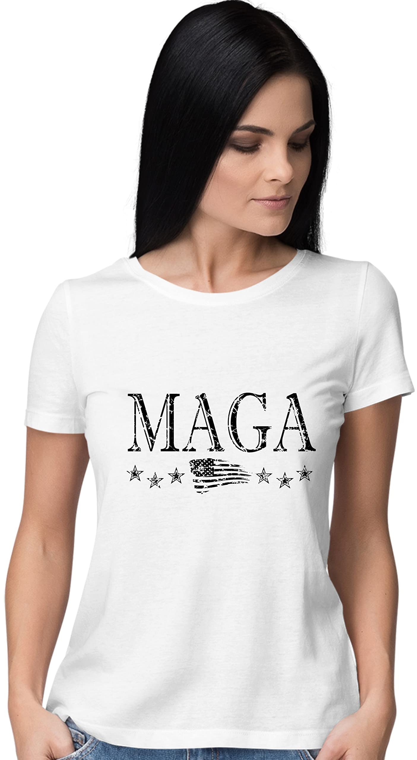 Women's MAGA America First T-Shirt - Patriotic Political Tee for Trump Supporters | Perfect for Rallies, Voting & 4th of July Celebrations