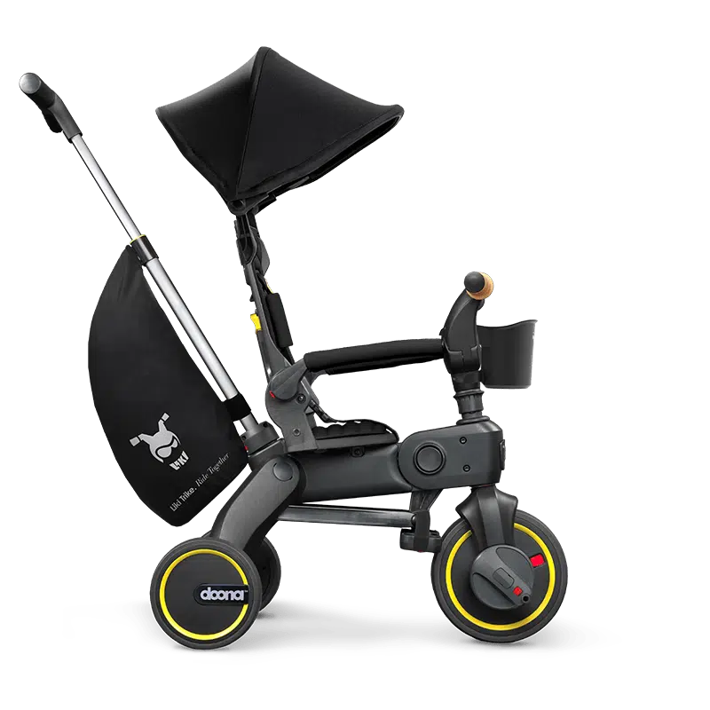 Doona Liki Trike S5 Nitro Black - Lightweight Foldable Baby Stroller & Tricycle for Toddlers - Perfect for Park Rides, Shopping, and Travel Adventures