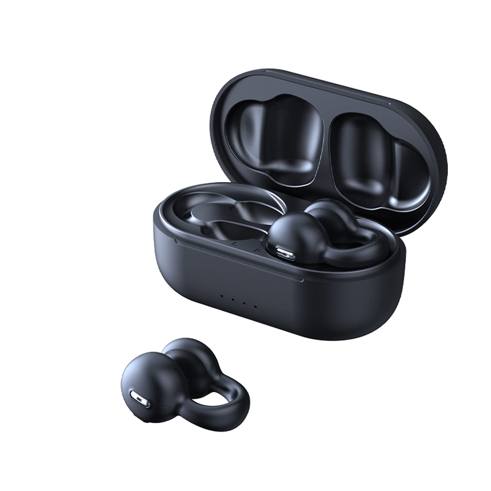 Wireless Bluetooth Open Ear Headphones IPX5 Waterproof, Bluetooth 5.3 Ear Clip Bone Conduction Headphones with Charging Case, HiFi Stereo Sound for Running, Cycling, Workouts & Outdoor Activities