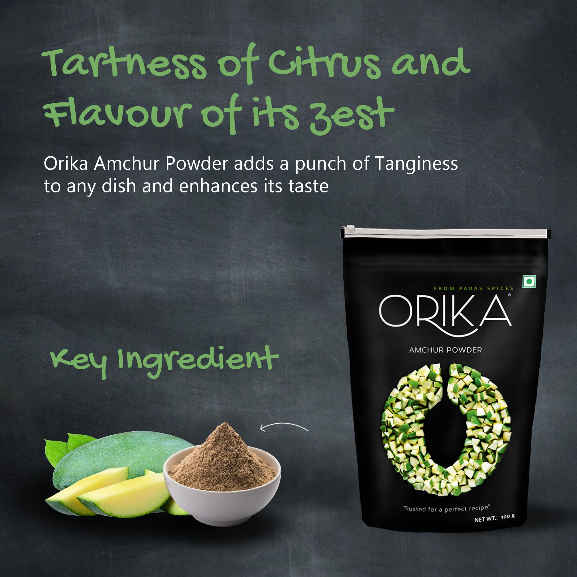 Orika Amchur Powder 100g - Premium Dried Mango Powder for Cooking, Chutneys & Marinades - Vegan, Gluten-Free & Natural Flavor Enhancer - Perfect for Indian, Pakistani & Middle Eastern Cuisine