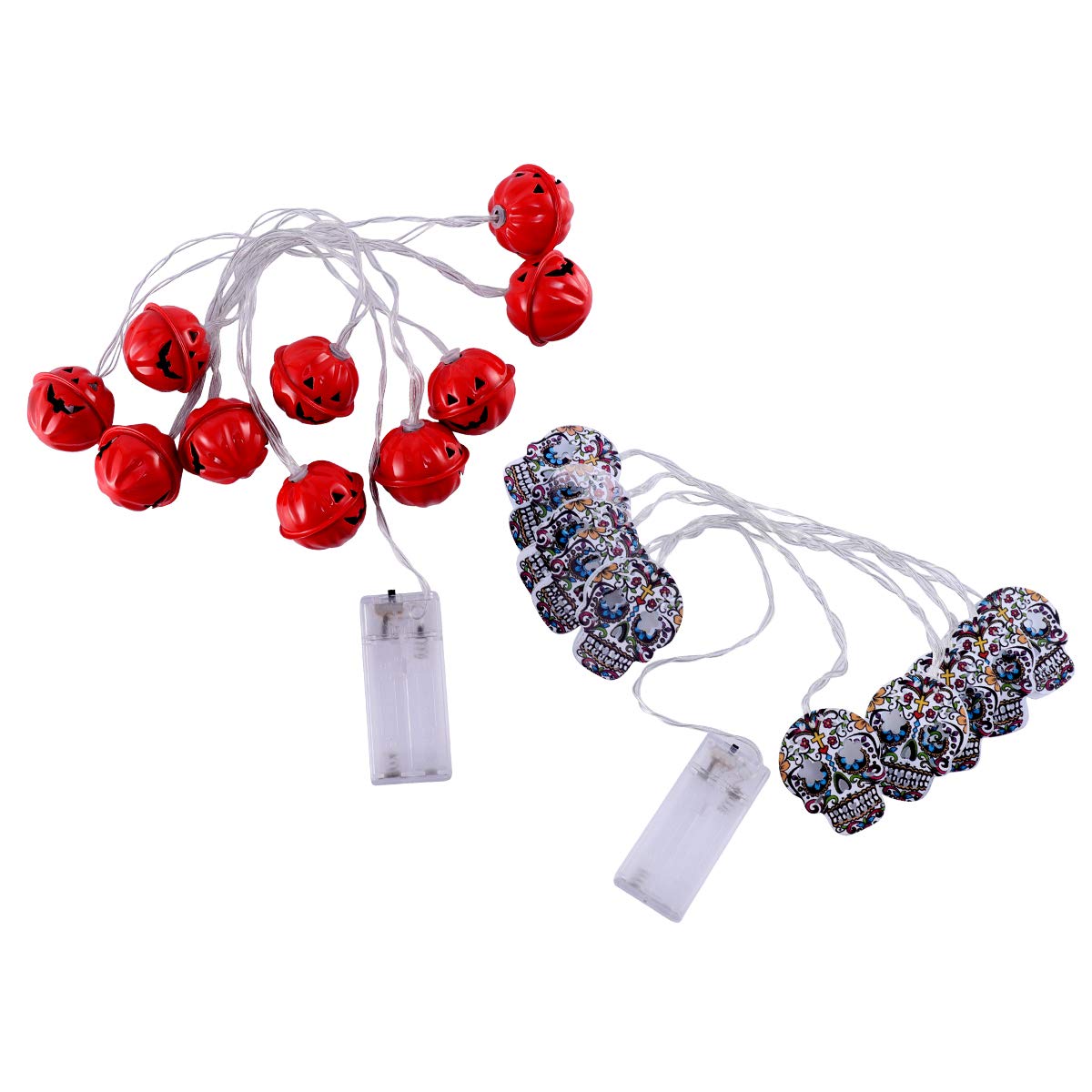 Funzzy Halloween Skull String Lights - 2 Pack Smiling Face LED Night Lights for Spooky Party Decor, Home & Outdoor Halloween Decoration - Perfect for Bedroom, Garden, and Halloween Party Atmosphere