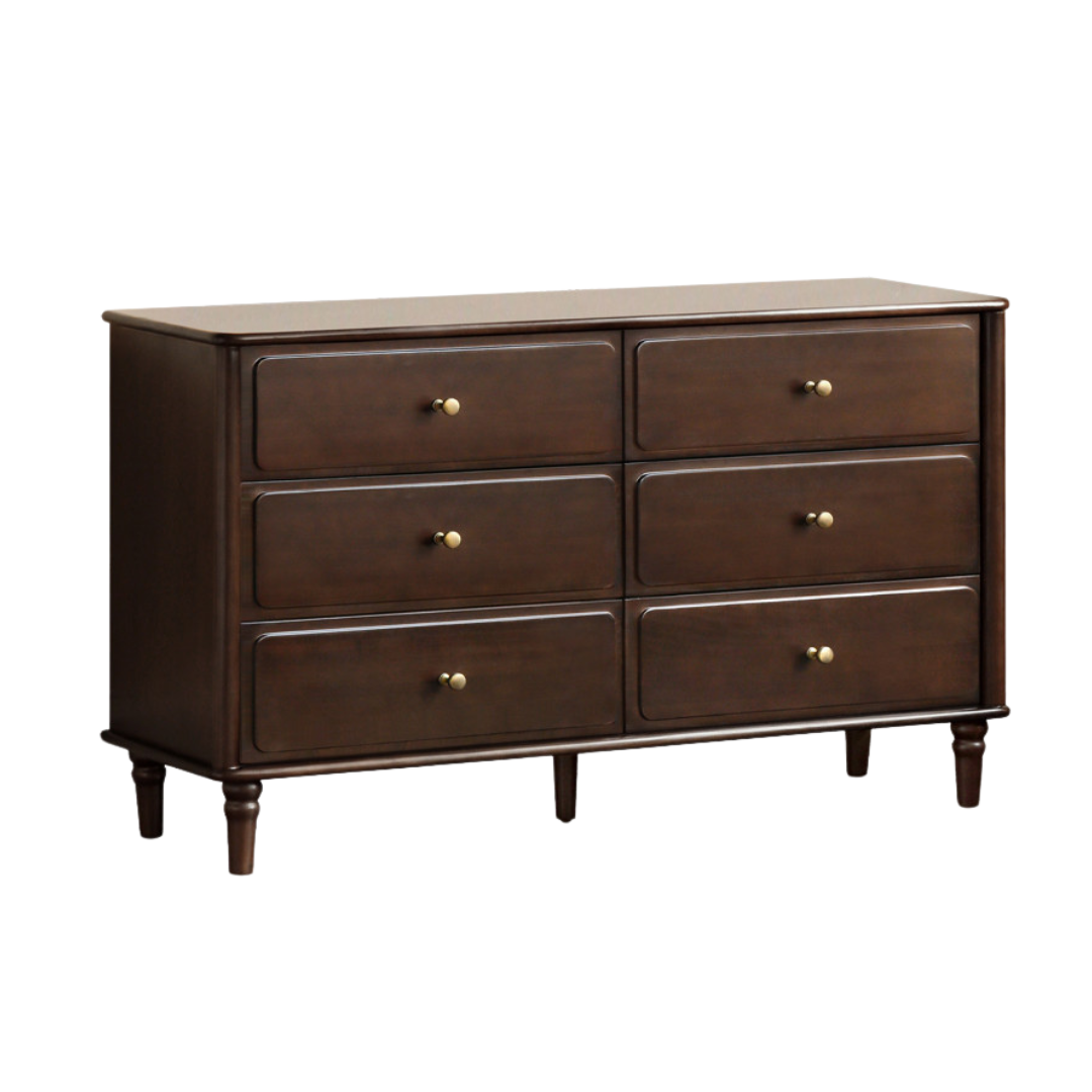 Vintage American Style Solid Poplar Wood Dresser - 5-Drawer Chest for Bedroom, Living Room & Home Office Storage