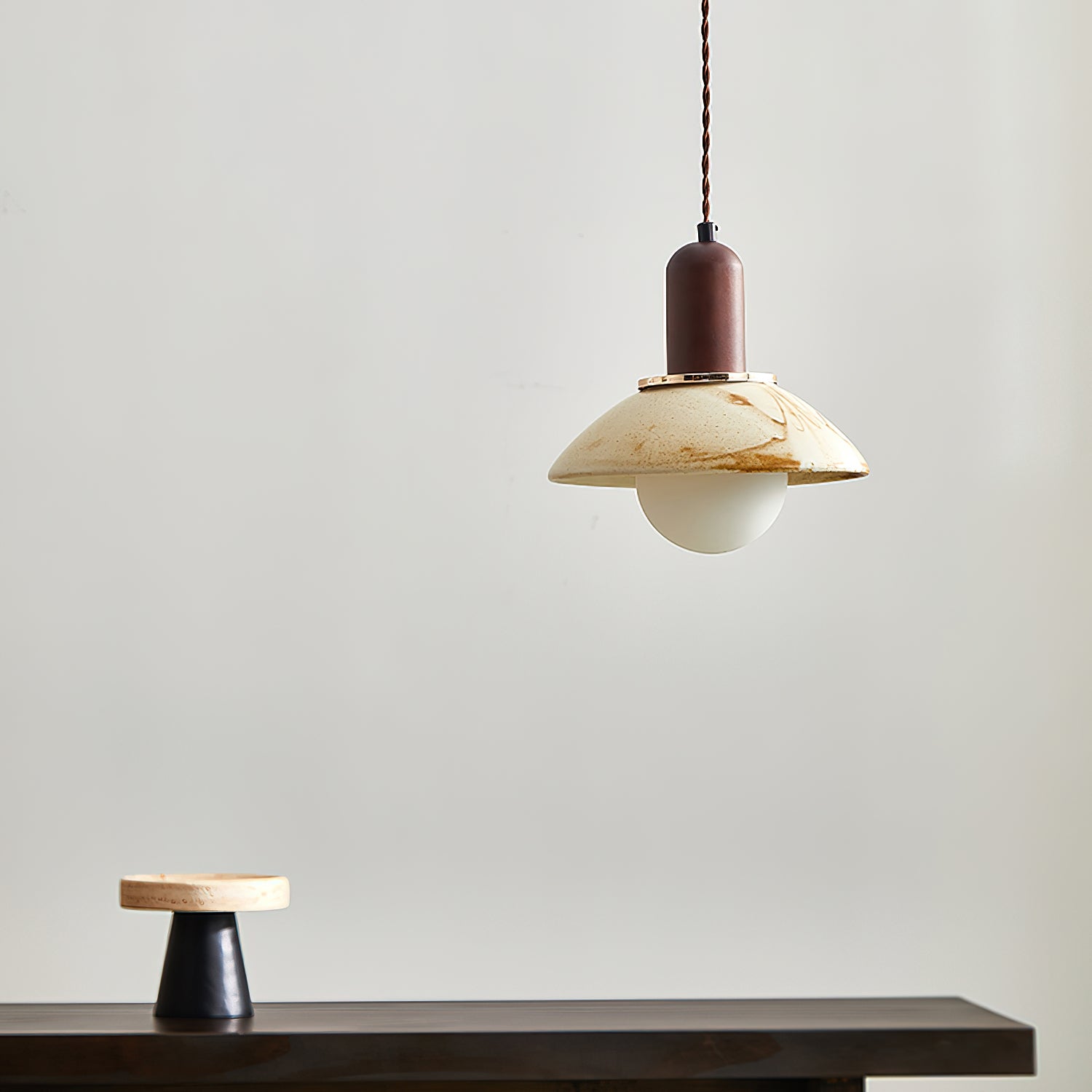 Handmade Ceramic Pendant Light with Cup Lid Design - Modern Boho Ceiling Fixture for Kitchen, Dining Room & Cafe Decor