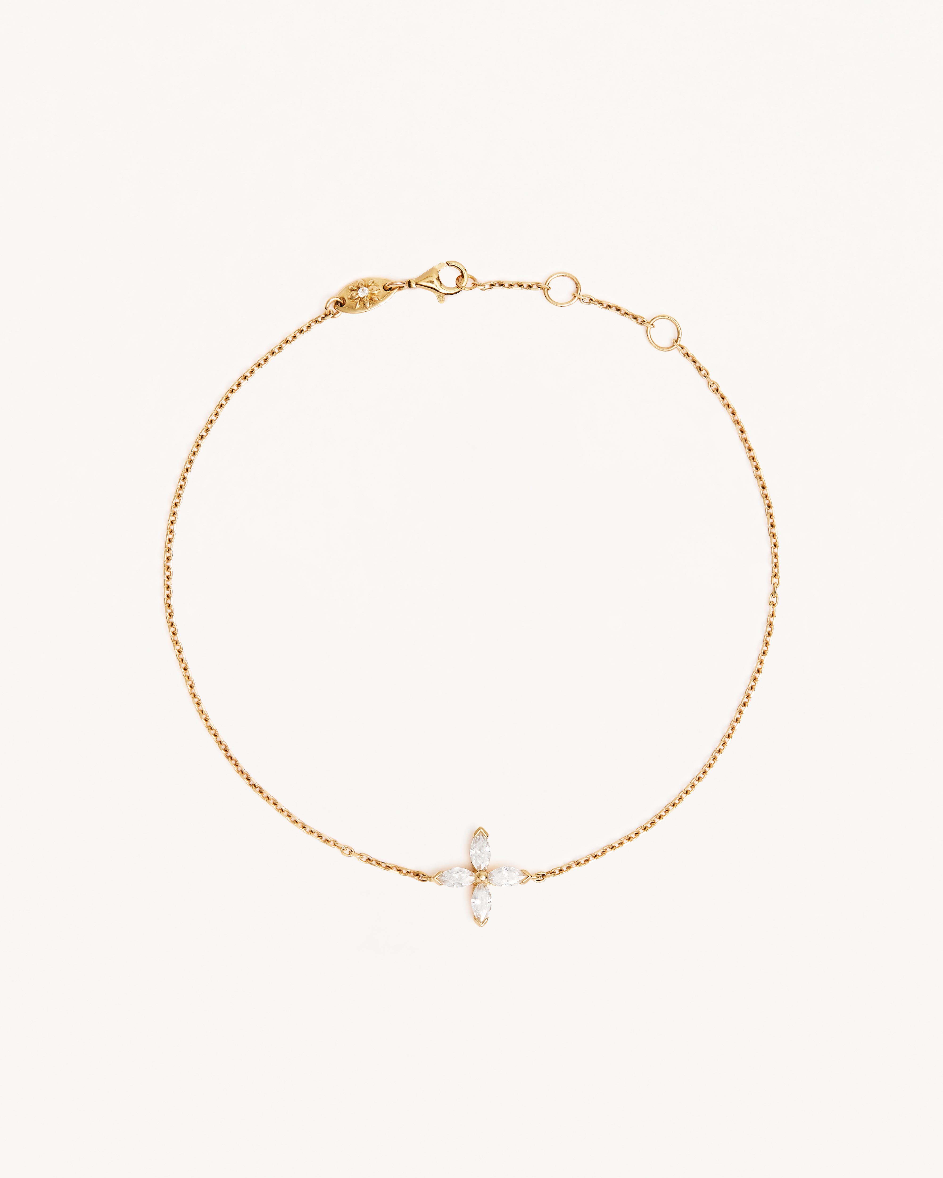 14K Solid Gold Blossom Lab-Grown Diamond Bracelet for Women - Elegant Floral Tennis Bracelet for Anniversary, Wedding & Special Occasion Gifts