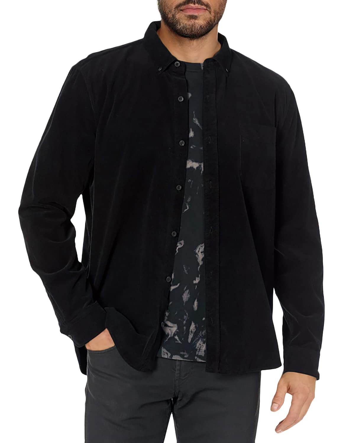 PAIGE Men's Langford Long Sleeve Micro Corduroy Shirt - Soft & Stylish Casual Button Down for Fall & Winter | Perfect for Office, Date Night & Weekend Outings