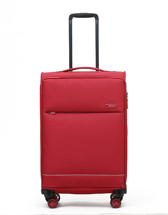 Tosca SO LITE New AIR5055 67cm Medium Spinner Luggage - Lightweight Red Carry-On Suitcase for Travel, Business Trips & Weekend Getaways