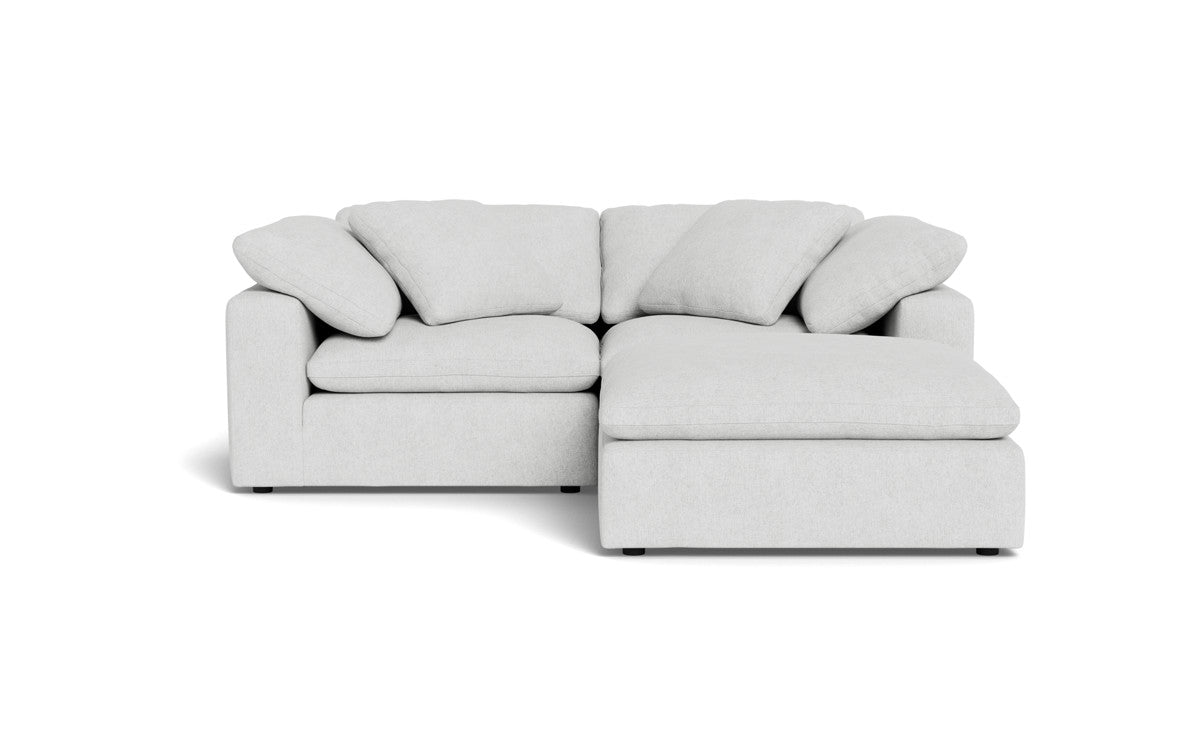 Fluffy 2-Piece Sectional Sofa with Ottoman - Soft Plush Fabric Modern Living Room Furniture for Small Spaces, Apartment & Cozy Home Decor