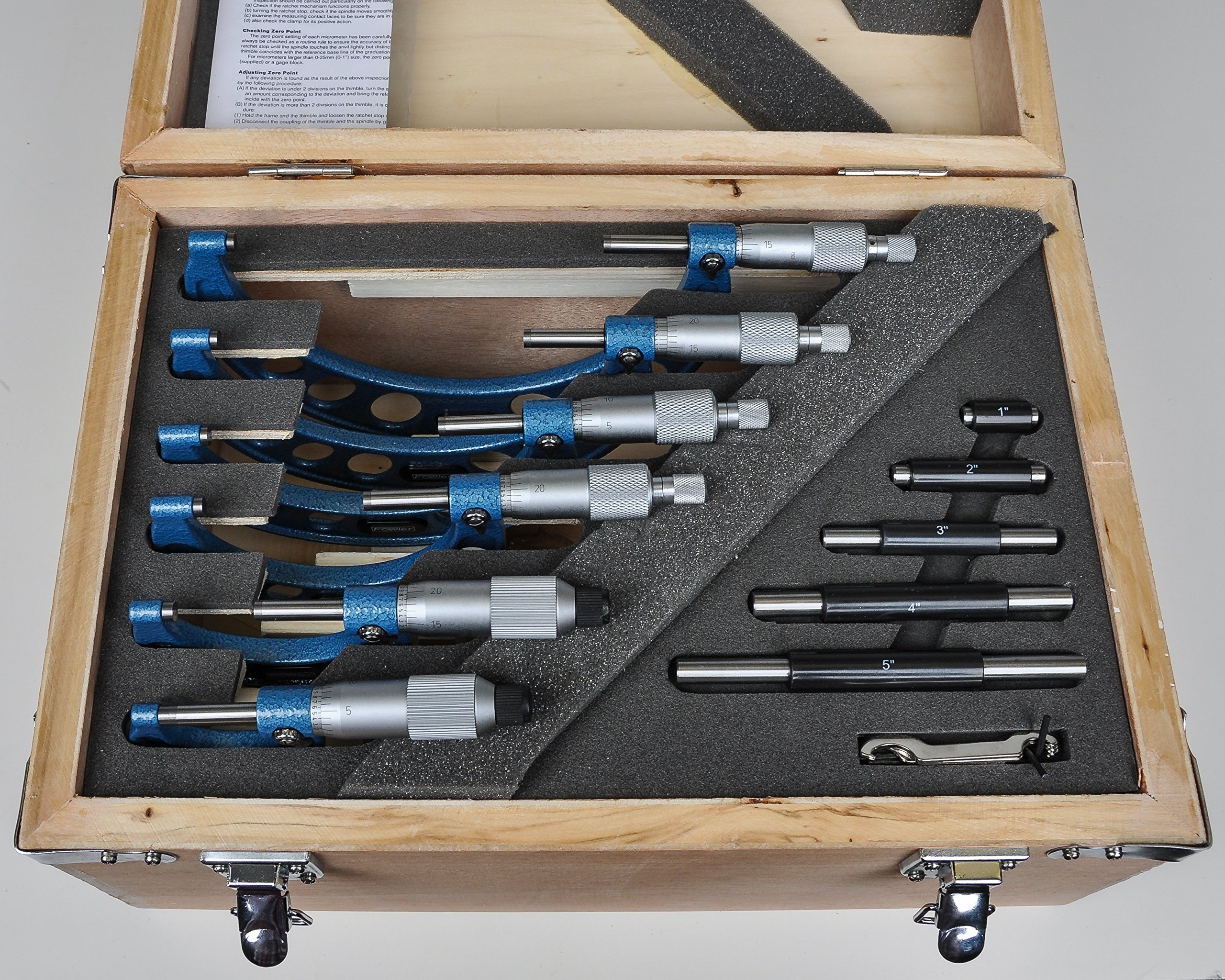 Fowler 52-215-006-1 Professional Outside Micrometer Set 0-6 Inch - Precision Measuring Tools for Metalworking, Machining & Engineering - Workshop, Industrial & DIY Use