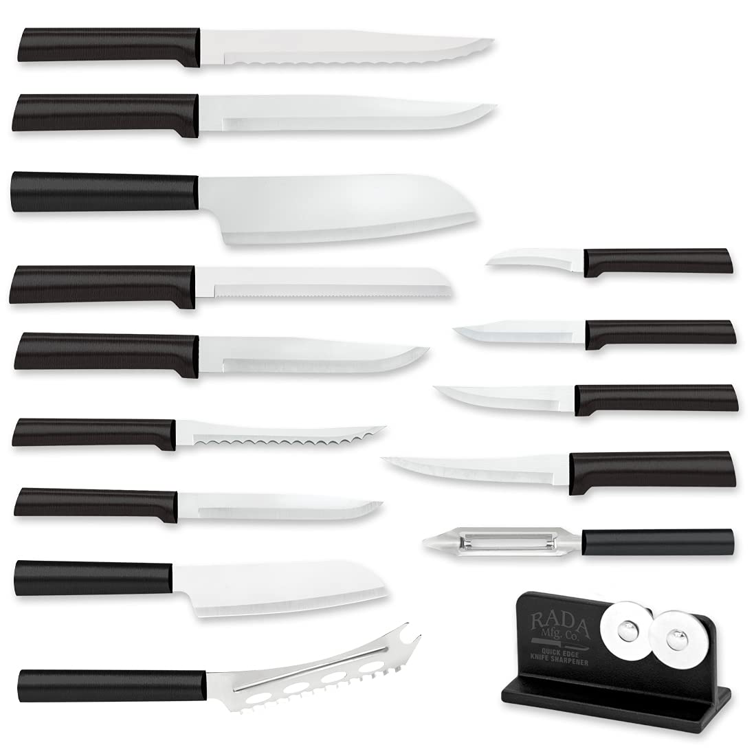 Premium Rada Cutlery 15-Piece Ultimate Kitchen Knife Set with Black Handles - Perfect Gift for Chefs & Home Cooks - Ideal for Cooking, Slicing, Dicing & Food Prep