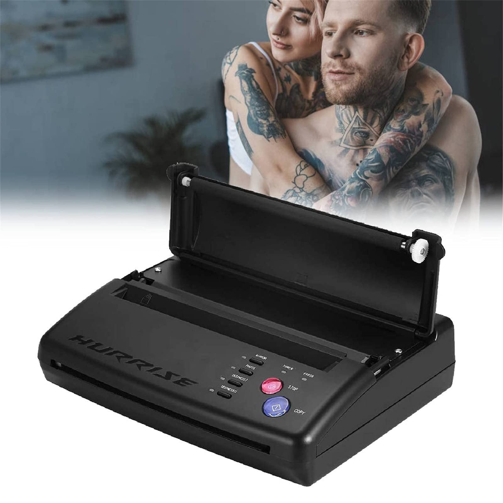 HNCXHX Professional Tattoo Transfer Machine - Thermal Stencil Printer & Copier for Tattoo Artists - Permanent Makeup Transfer Paper Maker - Black - Ideal for Tattoo Shops, Body Art Studios & Permanent Cosmetics
