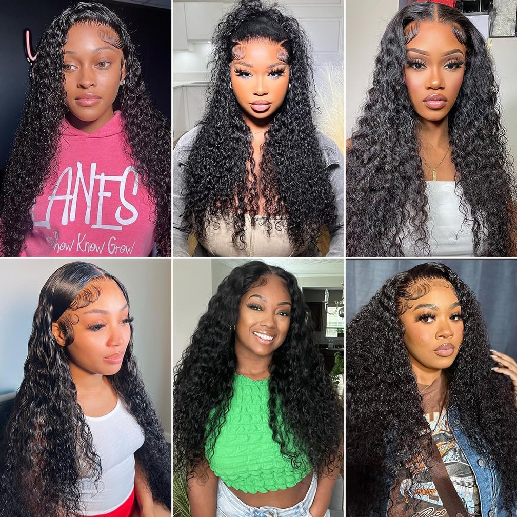 Borchan 4 Bundles Water Wave Human Hair Extensions with 4x4 Lace Closure - 14 16 18 20+12 Inch Wet & Wavy Curly Bundles (Pre-Plucked Baby Hair, Natural Black) for Women's Styling, Party & Daily Wear