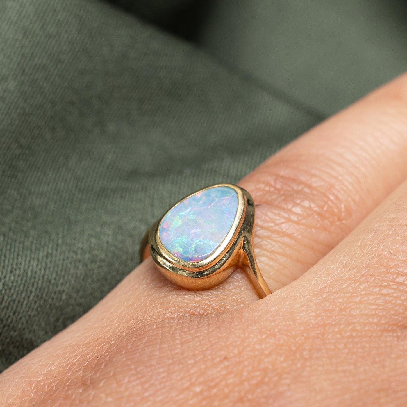 Free Form Opal Ring with Bezel Setting - 1.00ct Genuine Opal Jewelry - Size 6 - Perfect for Boho Chic, Wedding, or Everyday Elegance