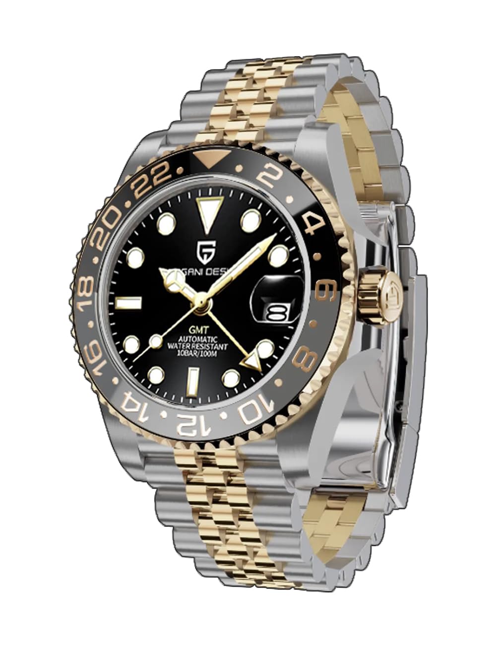 BENYAR Pagani Design Men's GMT Automatic Watch - Sapphire Crystal, Stainless Steel, 100M Waterproof (Model PD-1662) - Perfect for Business, Travel & Everyday Wear