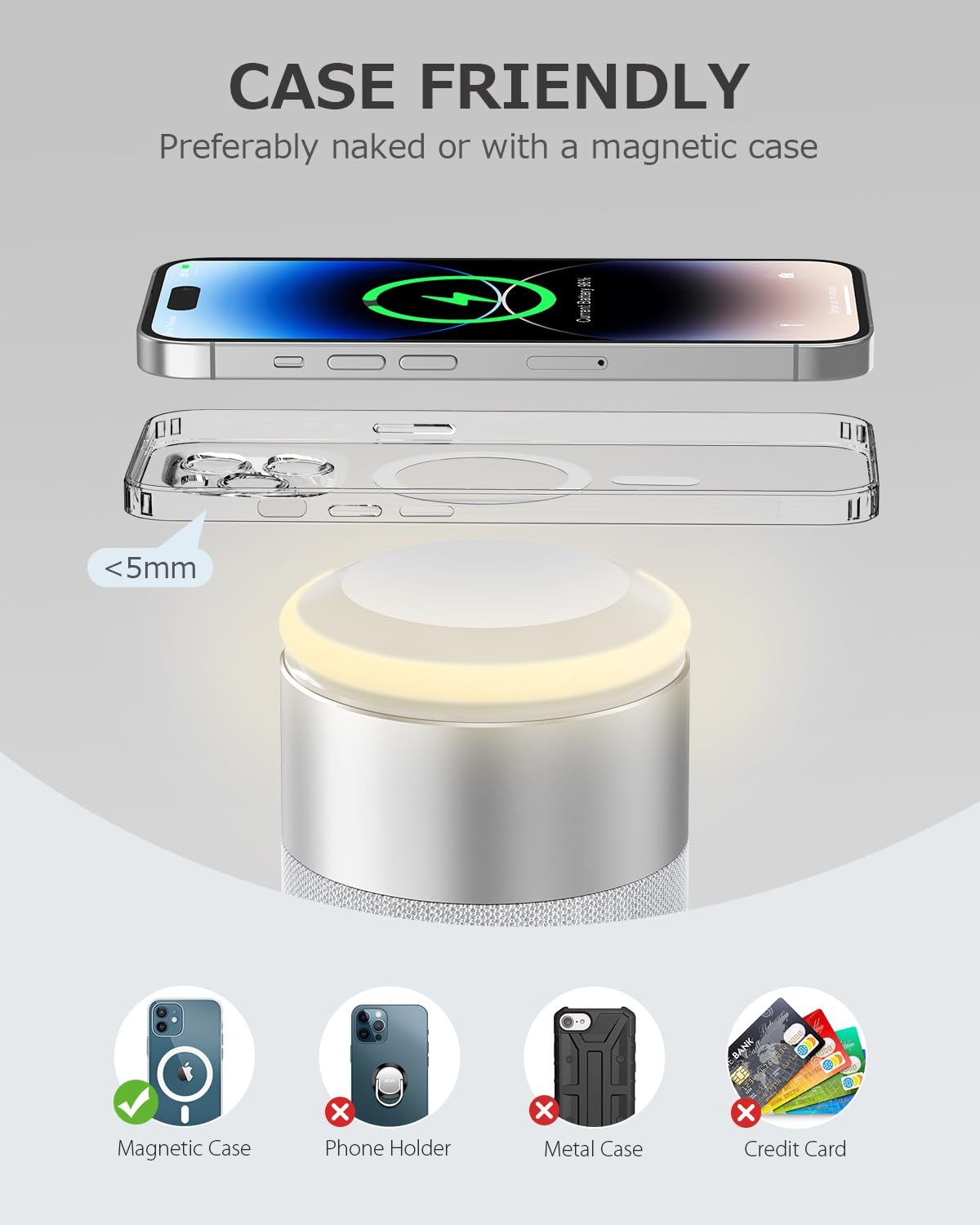 COLSUR 3-in-1 Mag-Safe Wireless Charger with Bluetooth Speaker & Night Light - Compatible with iPhone 16/15/14/13/12 Series & AirPods Pro/3/2 | Perfect Gift for Men & Women | Ideal for Bedroom, Office & Travel Use