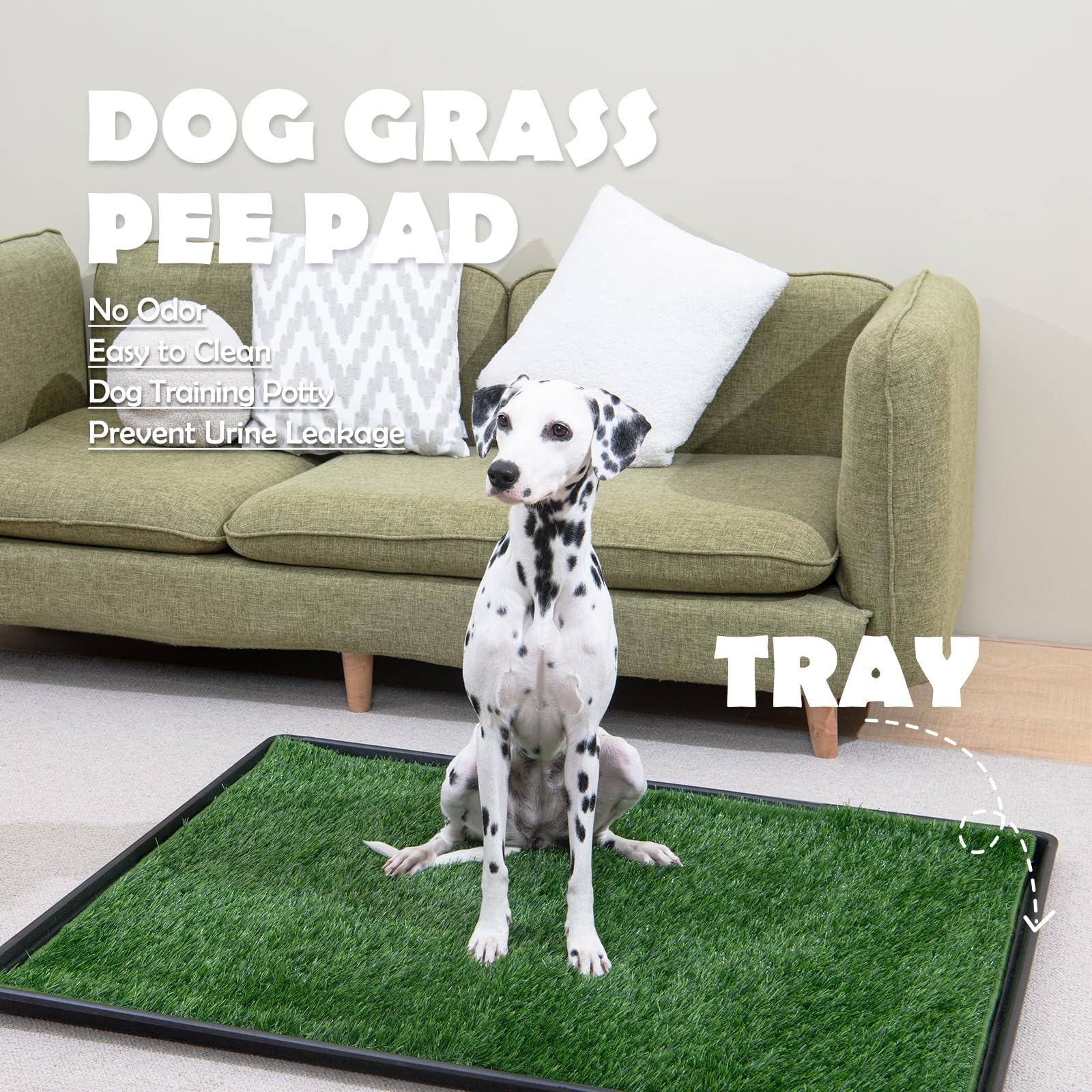 Meexpaws Extra Large 45x34 Inch Dog Grass Pee Pads with Tray - 2 Pack Artificial Grass Replacement Pads for Dogs | Fast Drainage Indoor Puppy Potty Training System | Perfect for Apartments, Crate Training & Housebreaking