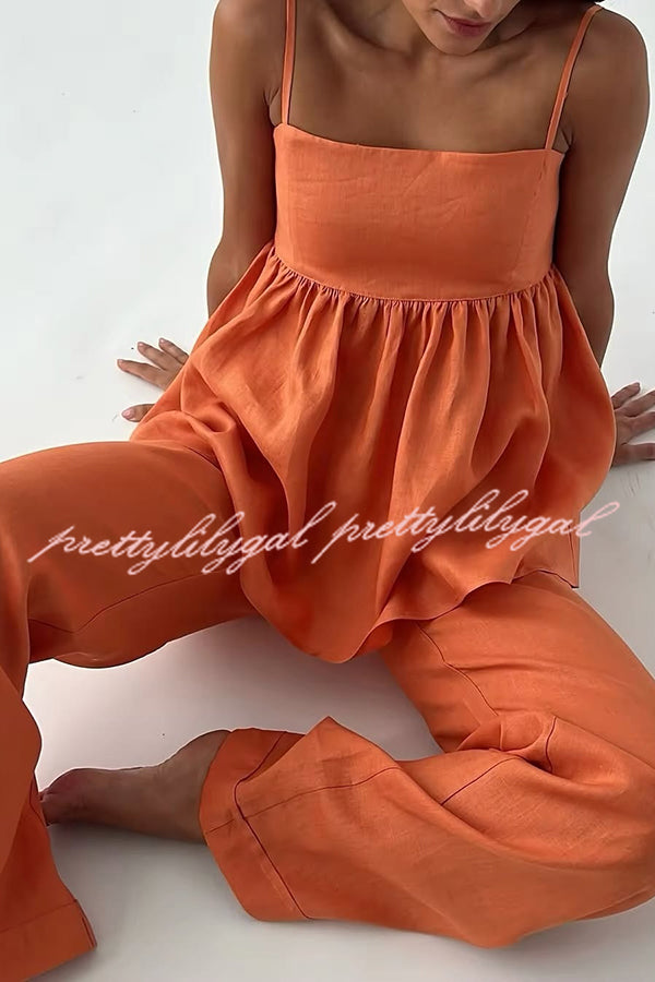 Stylish Solid Color Casual Suspenders with Loose Top & Elastic Waist Wide Leg Pants Set - Perfect for Everyday Wear, Office Outfits and Street Fashion