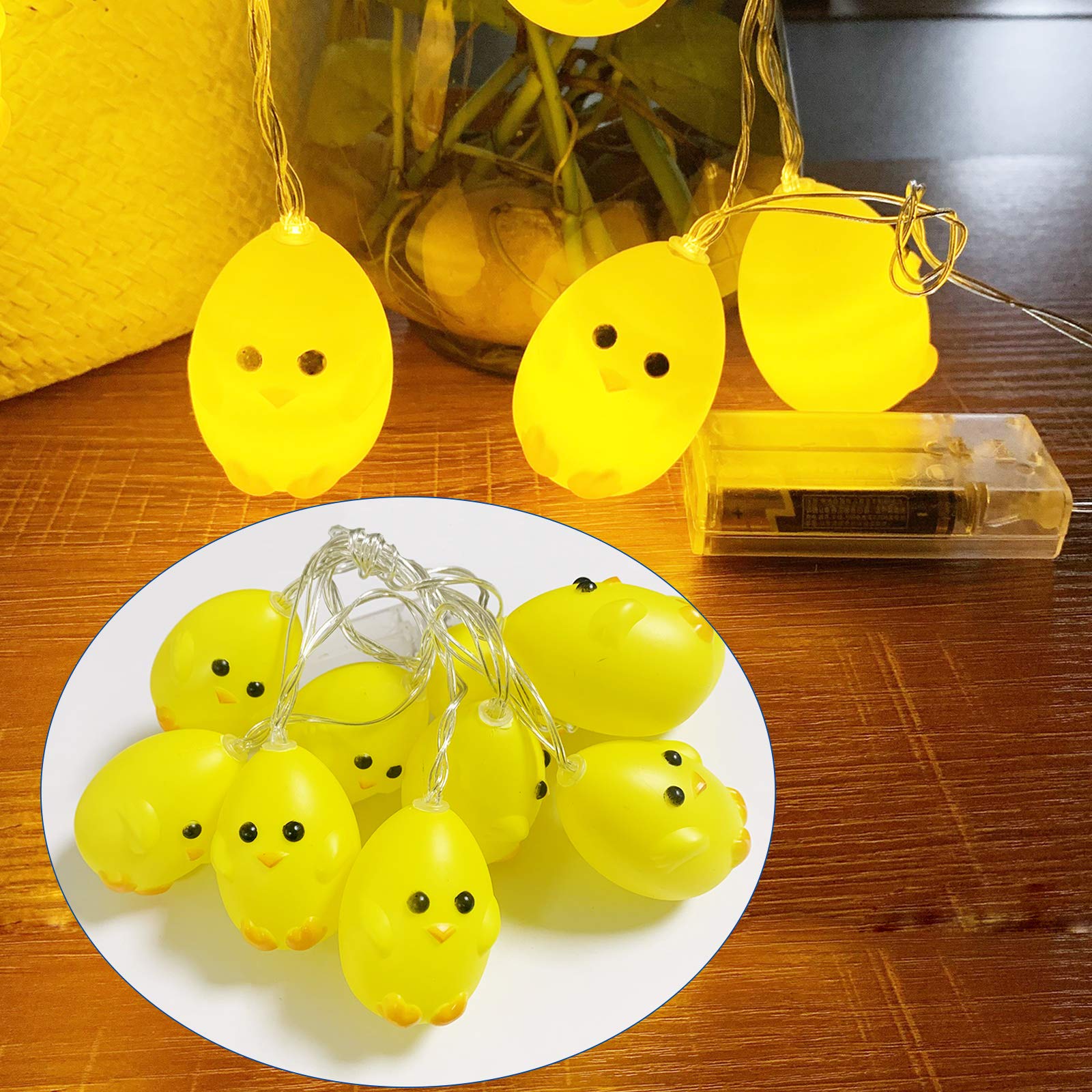 Cute Little Yellow Chicken String Lights - 10 LED Battery Operated 4.9ft Easter Decor for Home, Party, Birthday, Camping & Kids Bedroom | Perfect for Easter Decorations, Nursery Lighting & Outdoor Camping Ambience