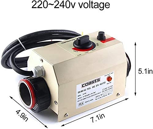3KW High Power Electric Swimming Pool Heater - 220V-240V Automatic Thermostat Control for Inground & Above Ground Pools, Spas & Hot Tubs | Energy Efficient Water Heater for Year-Round Swimming Comfort | Perfect for Backyard, Vacation Homes & Commercial Pools