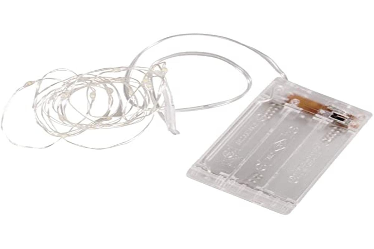 Rayher Mini LED Fairy Lights with Wire & Timer - Warm White Battery Operated String Lights for Home Decor, Wedding, Party, Christmas Tree (1.15