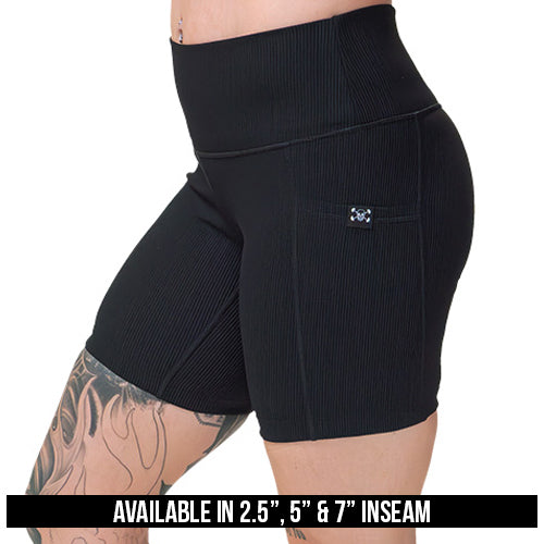 Stylish Ribbed Black Shorts for Women - Comfortable & Trendy Summer Casual Wear