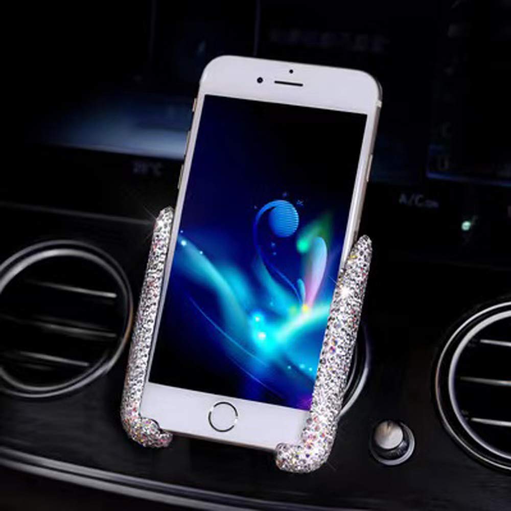 Sparkly Rhinestone Car Phone Holder - Universal Air Vent Mount for Stylish Driving