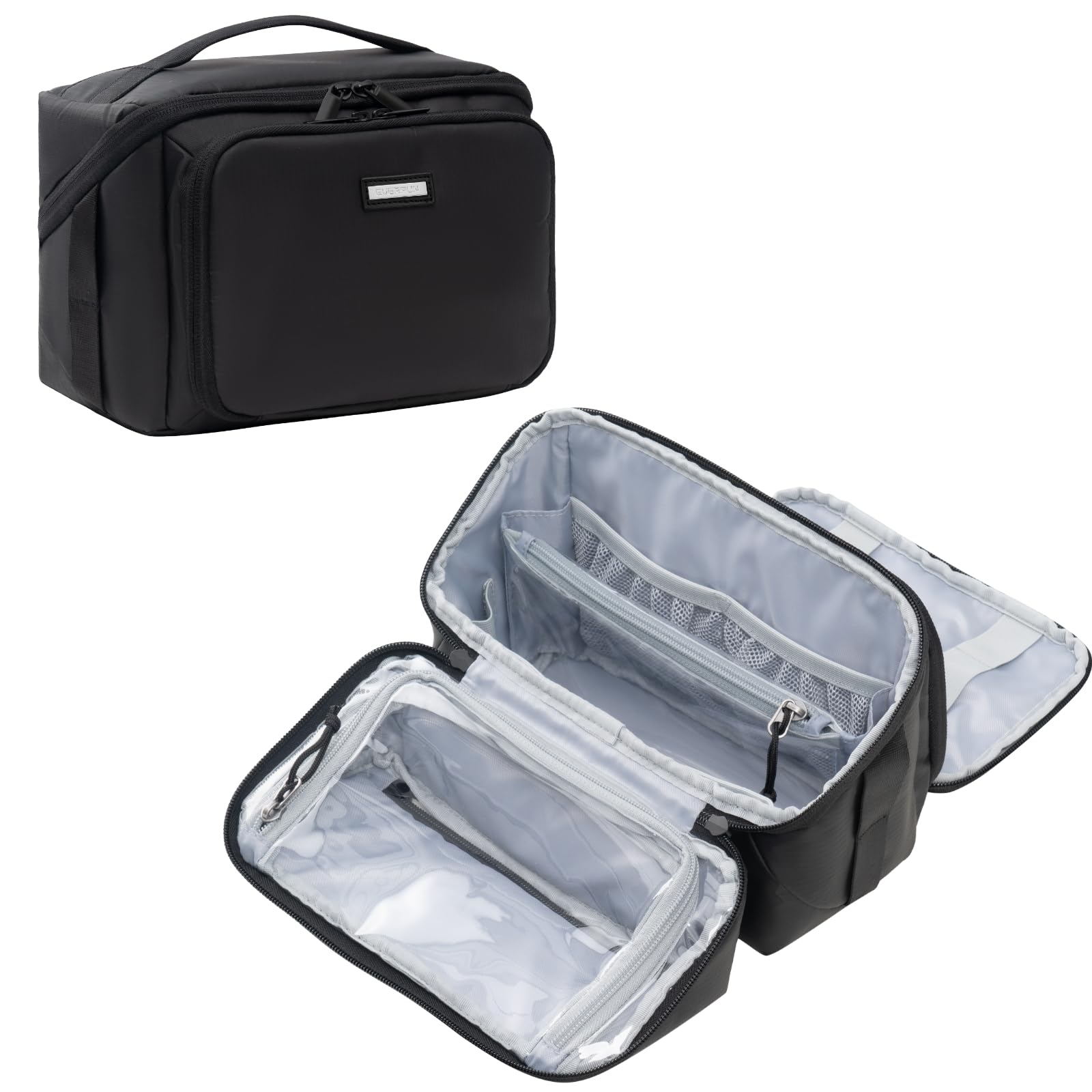 Everfun Compact Water-Resistant Travel Toiletry Bag for Men & Women - Shaving Dopp Kit & Makeup Organizer with Wet/Dry Compartments - Perfect for Airplane Carry-On, Gym, Camping & Business Trips