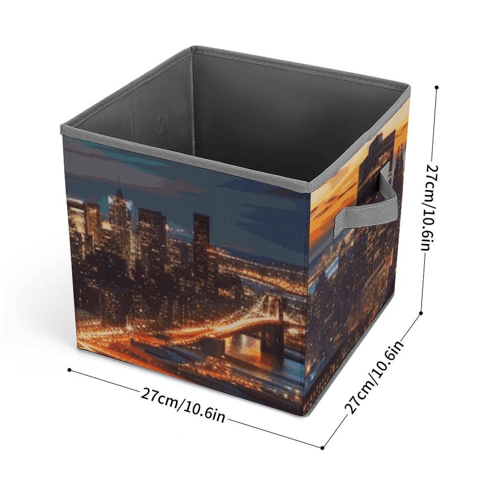 Collapsible Storage Bins with Handles - NYC Scenery Printed Organizing Baskets for Home, Office & Closet Storage | Space-Saving Foldable Container Bin