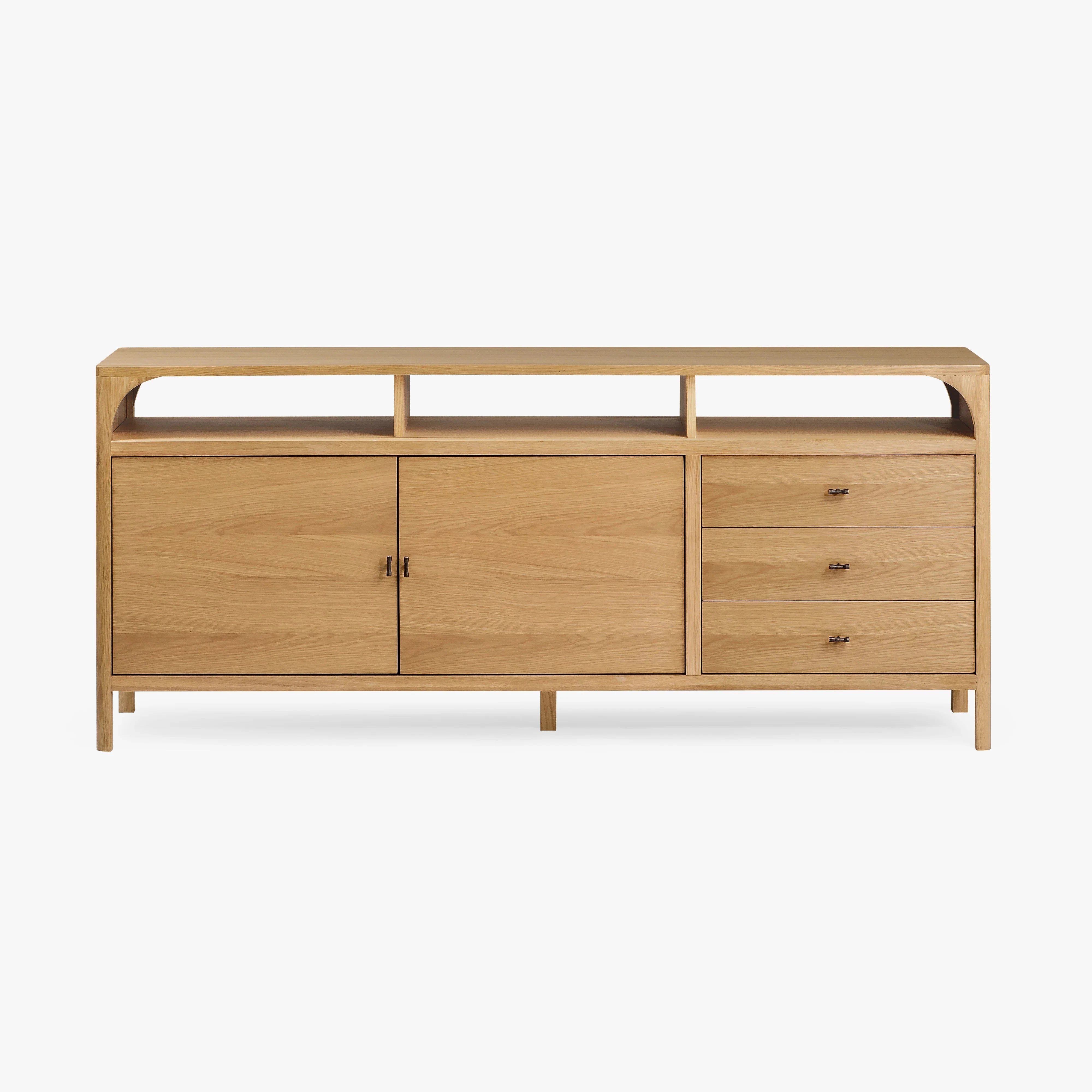 Modern Cali Oak Sideboard Buffet Cabinet - Natural Wood Finish for Dining Room, Living Room & Entryway Storage