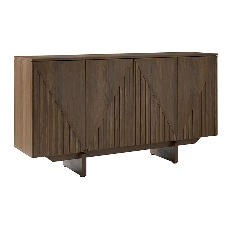 Stylish Wooden Buffet Sideboard with Deep Embossed Texture - Perfect for Dining Room Storage, Kitchen Organization & Living Room Decor